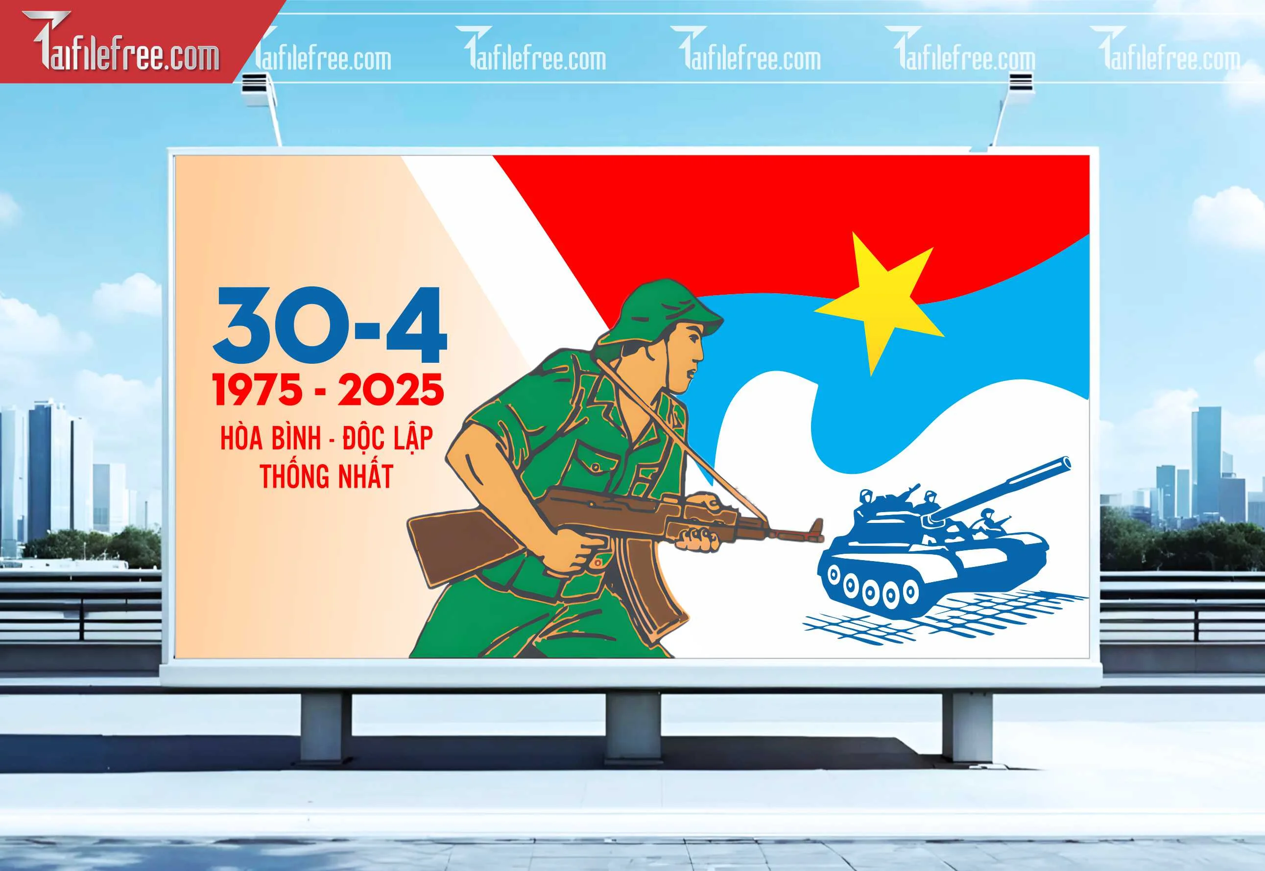 Pano Trang Trí Giải Phóng Miền Nam 30/4 Vector_GN166