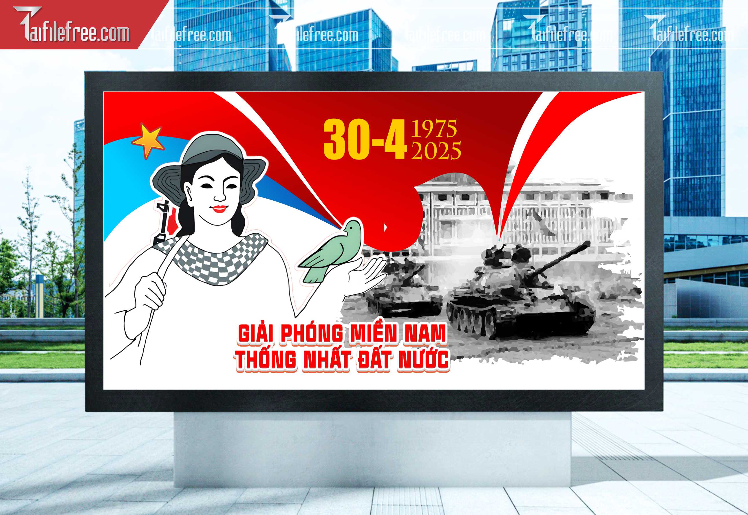 Pano Trang Trí Giải Phóng Miền Nam 30/4 Vector_GN167