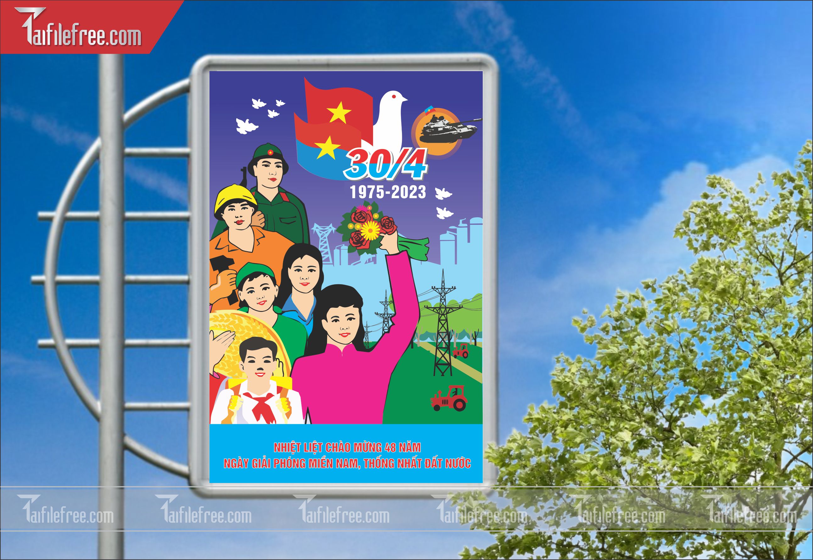 BANNER Trang Trí Giải Phóng Miền Nam 30/4 và Quốc Tế Lao Động 01/5 Vector_GN17