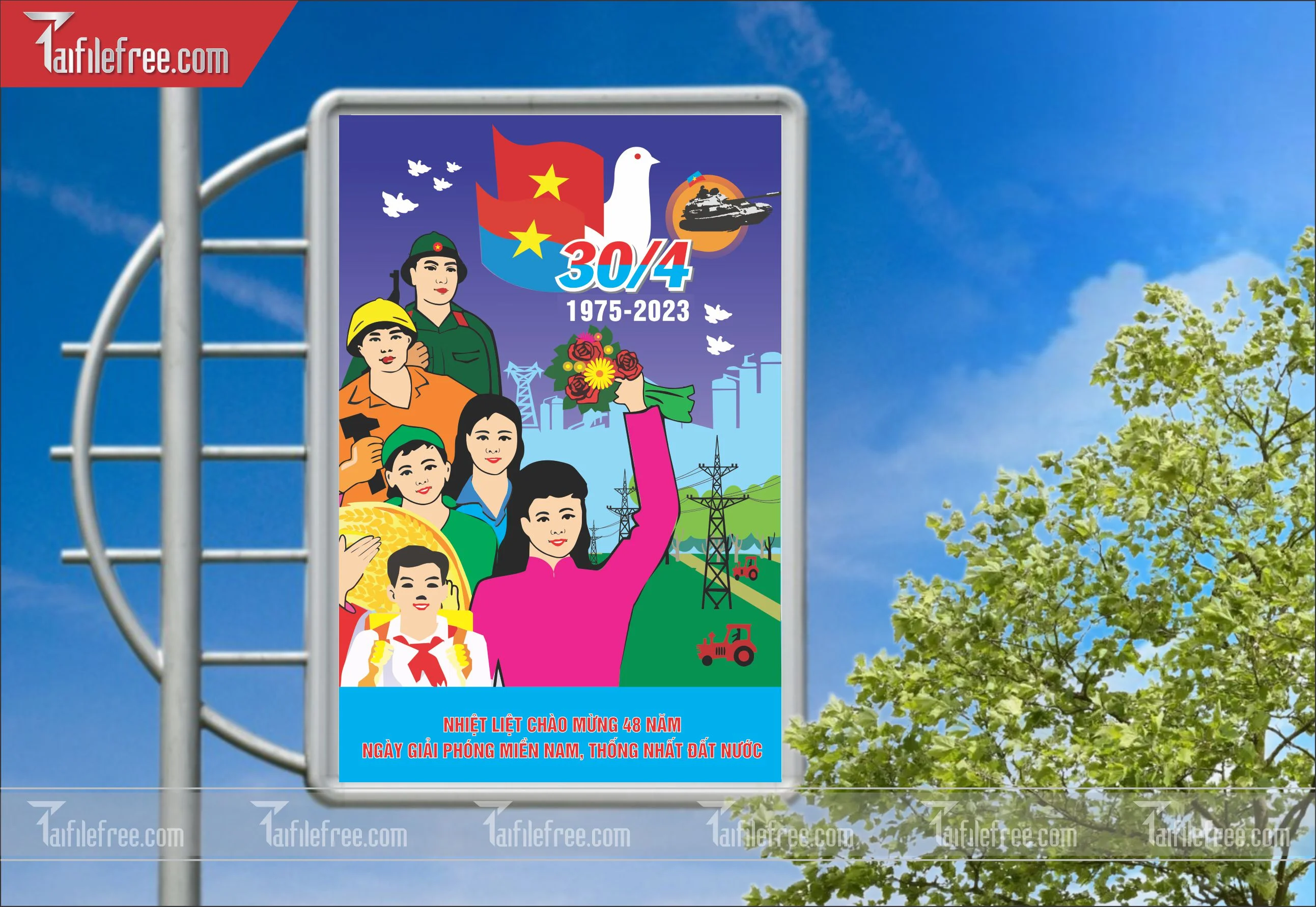 BANNER Trang Trí Giải Phóng Miền Nam 30/4 và Quốc Tế Lao Động 01/5  Vector_GN17