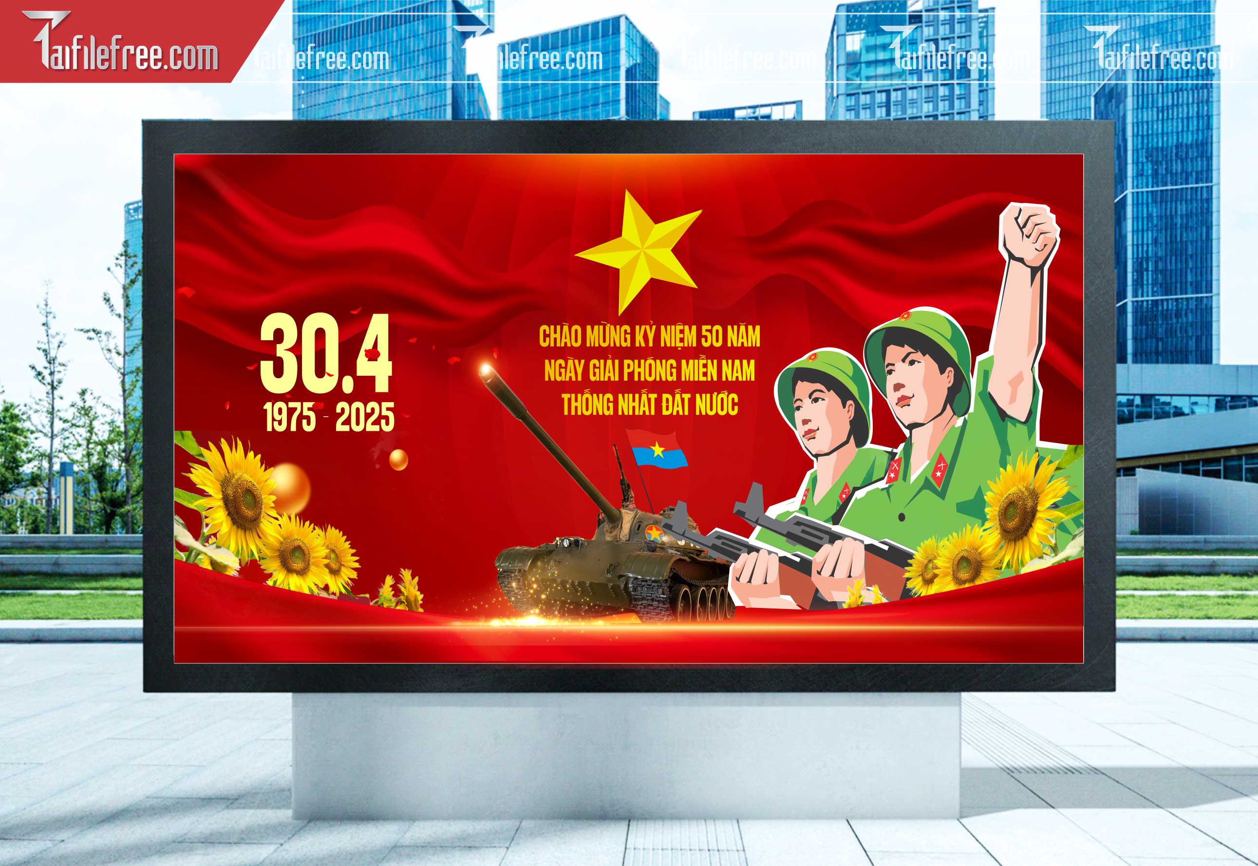 Pano Trang Trí Giải Phóng Miền Nam 30/4 Vector_GN172