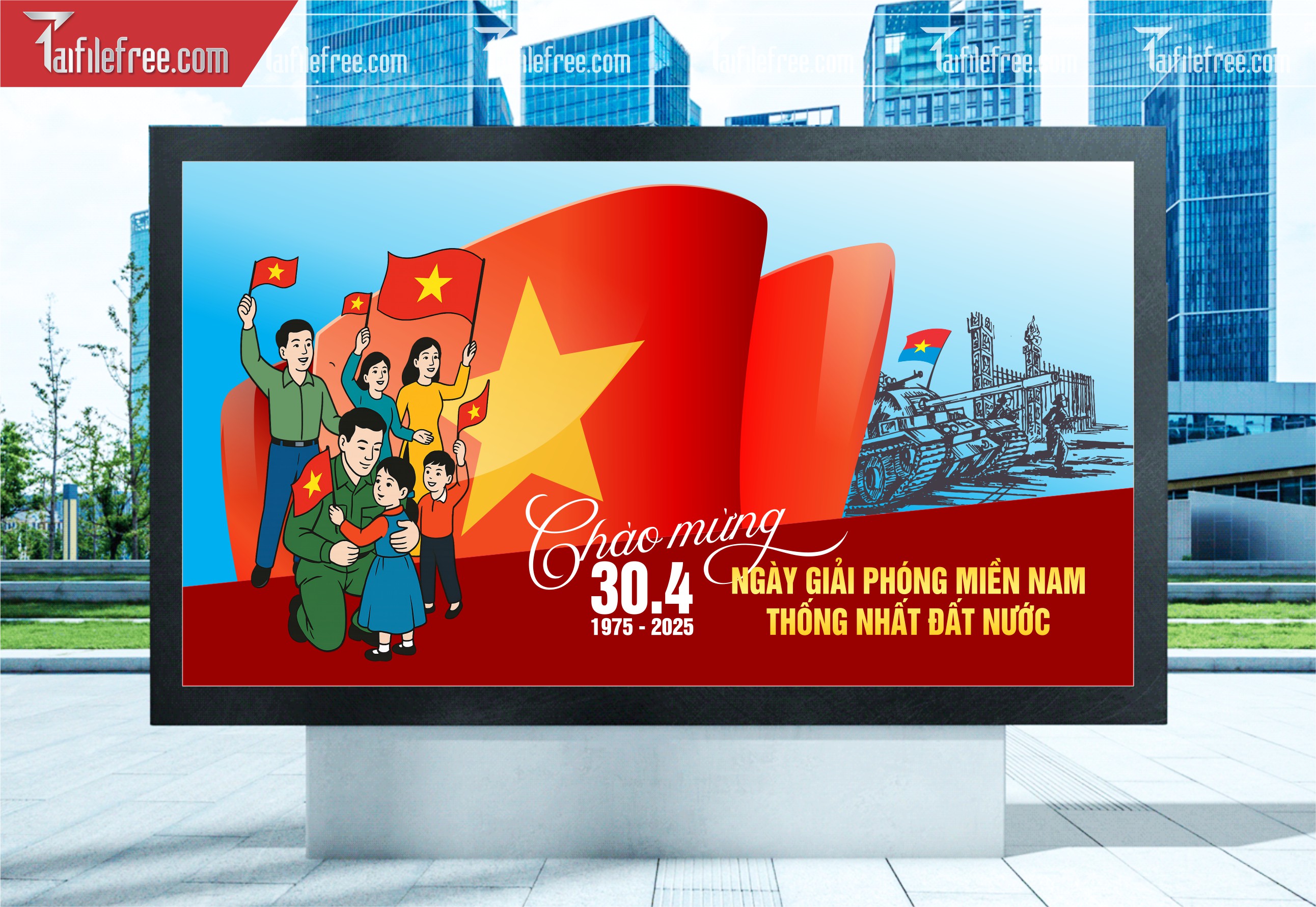 Pano Trang Trí Giải Phóng Miền Nam 30/4 Vector_GN174