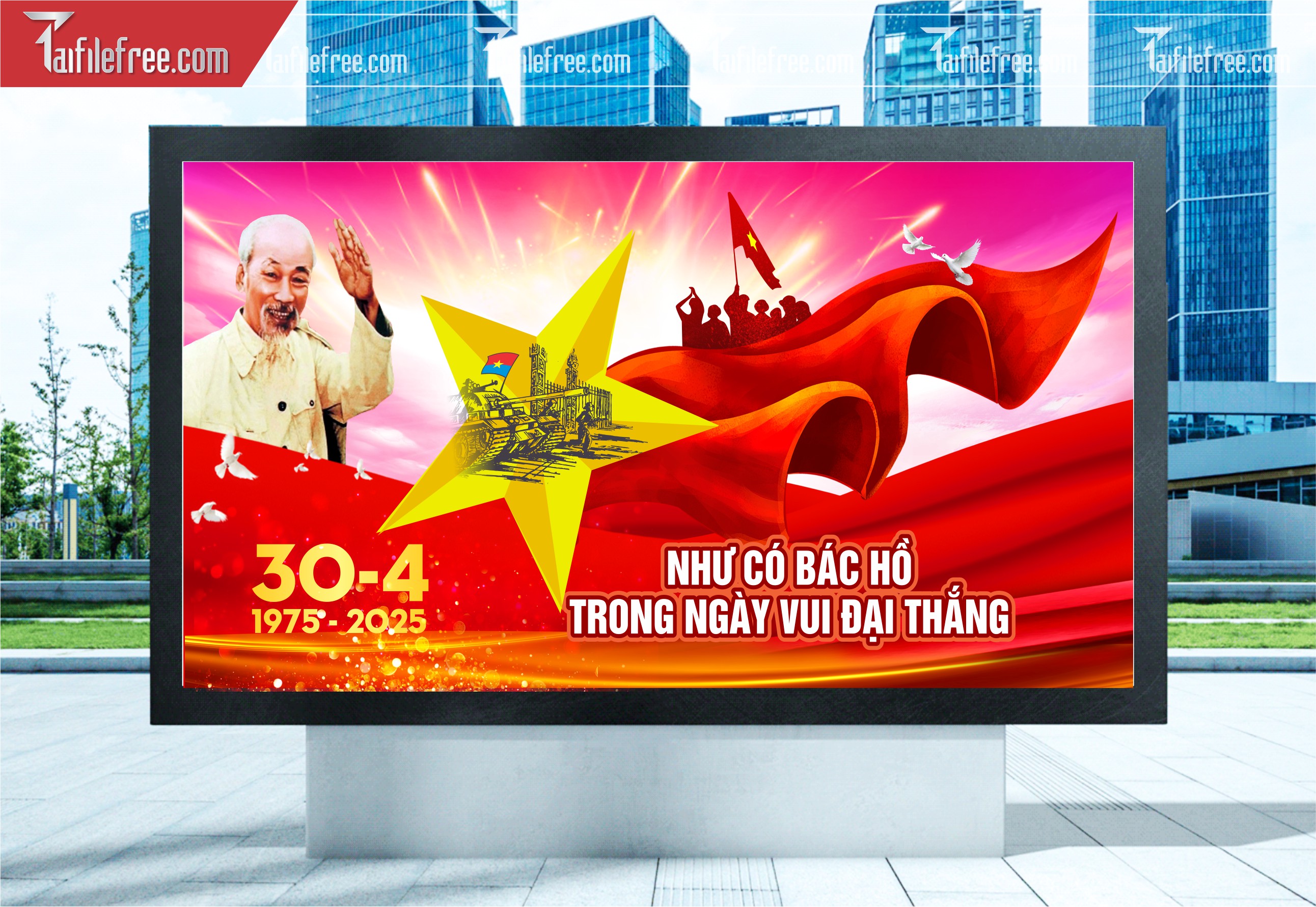 Pano Trang Trí Giải Phóng Miền Nam 30/4 Vector_GN175