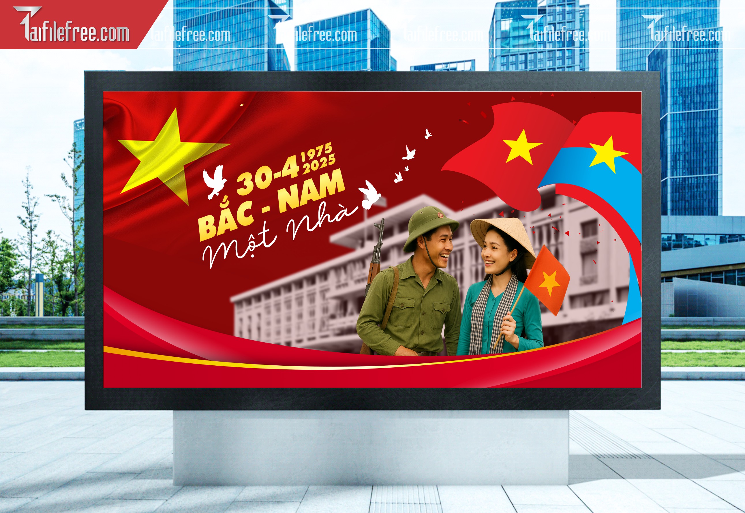 Pano Trang Trí Giải Phóng Miền Nam 30/4 Vector_GN178