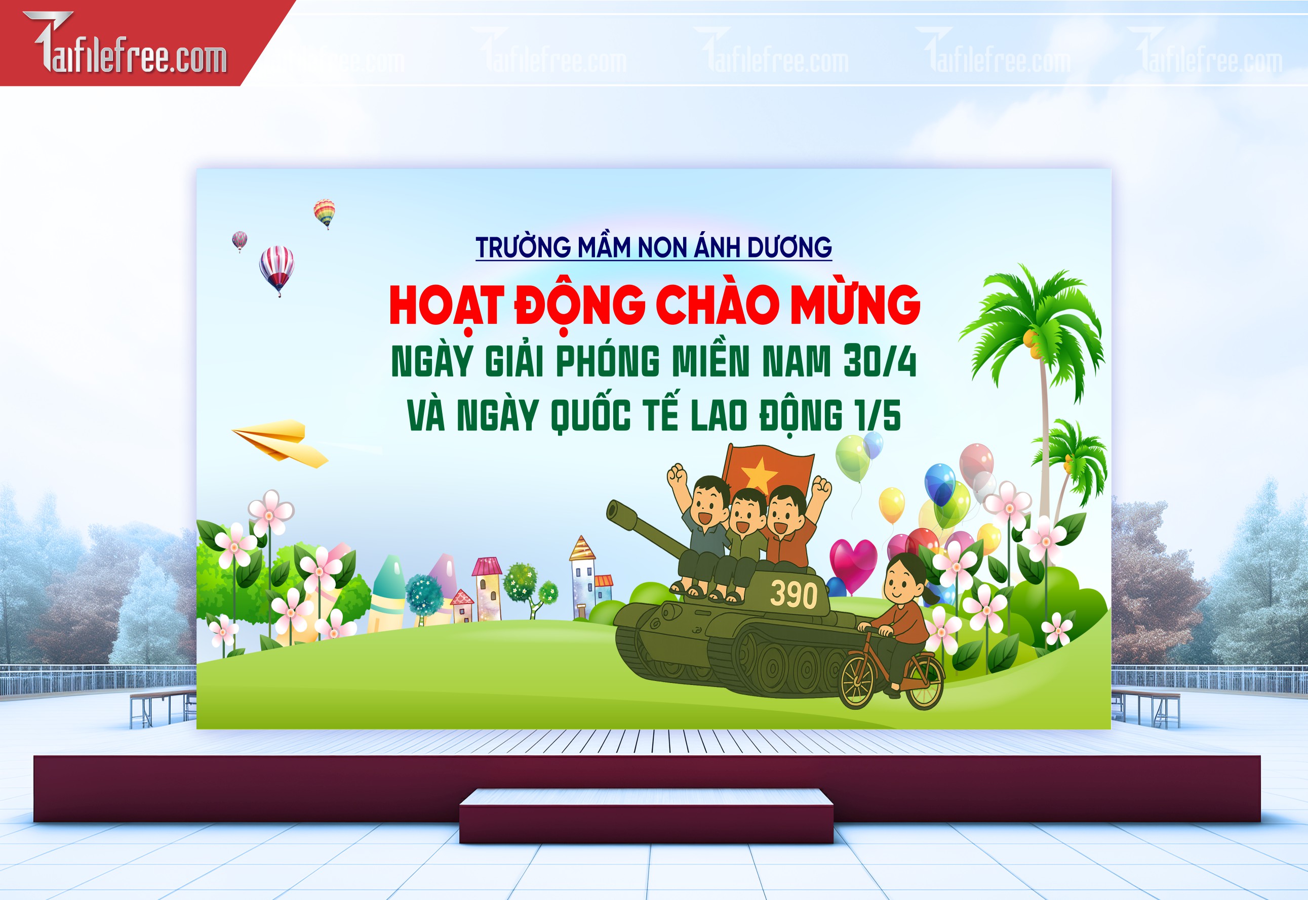 Pano Trang Trí Giải Phóng Miền Nam 30/4 Vector_GN179