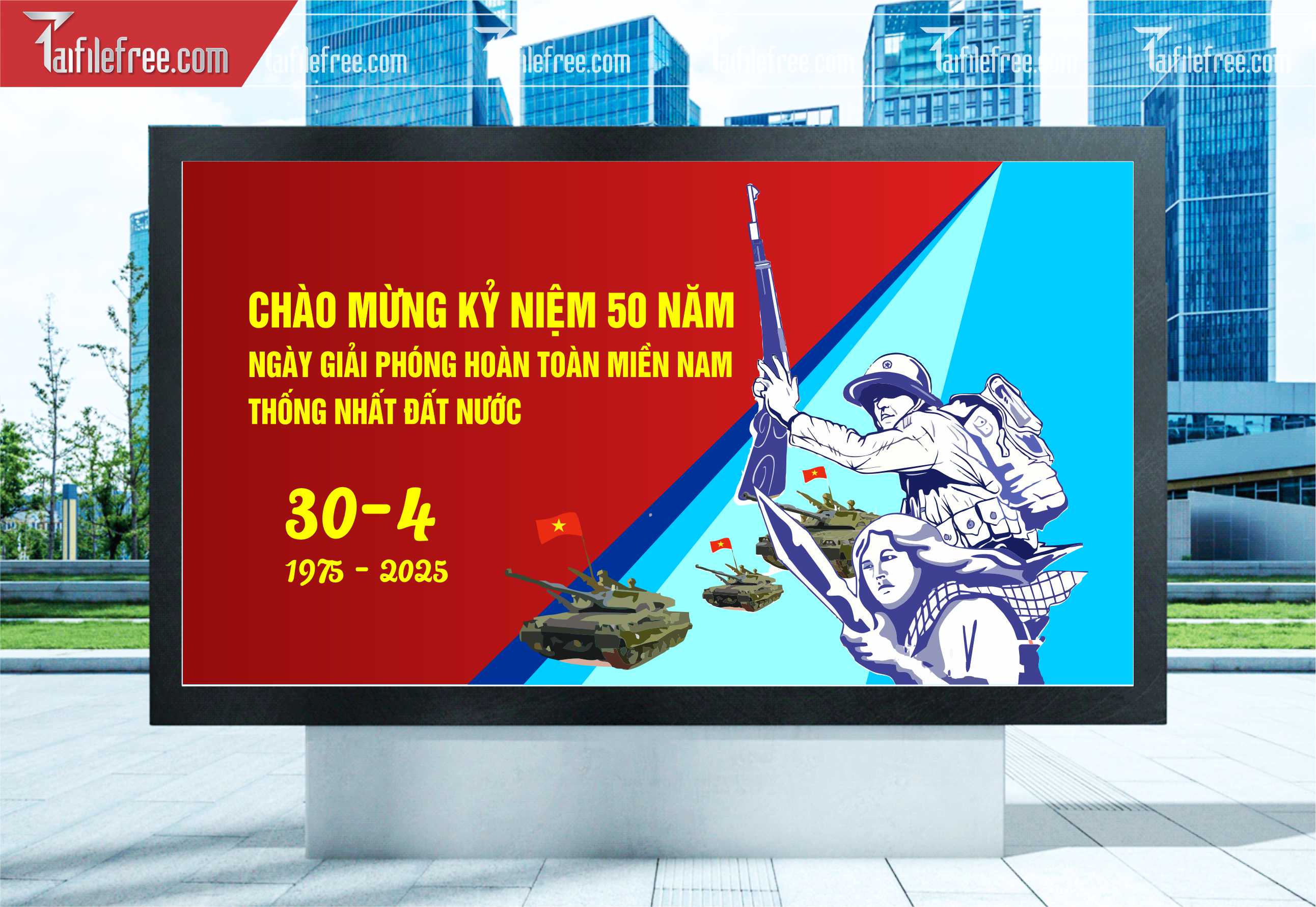 Pano Trang Trí Giải Phóng Miền Nam 30/4 Vector_GN180