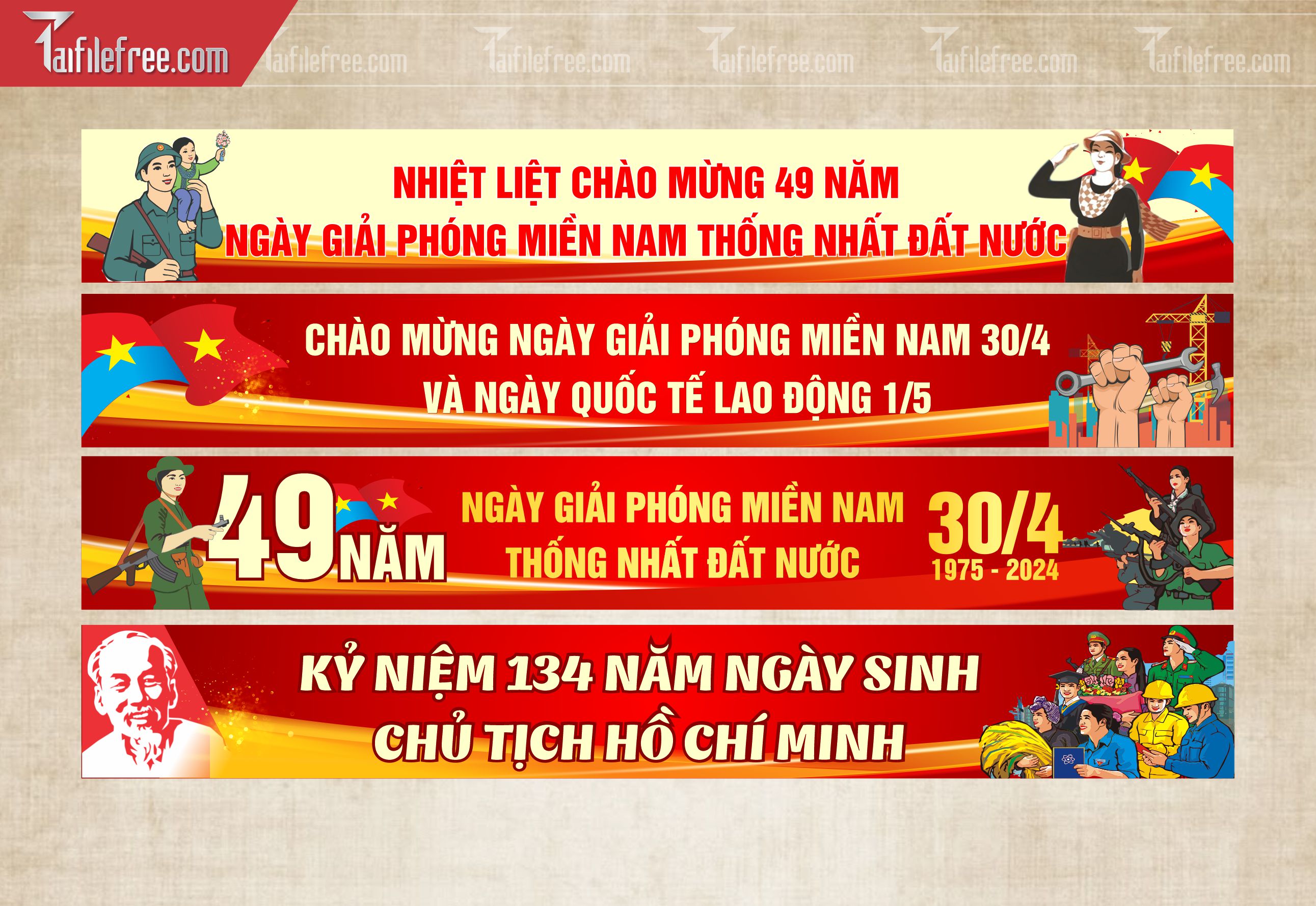 Pano Trang Trí Giải Phóng Miền Nam 30/4 Vector_GN184