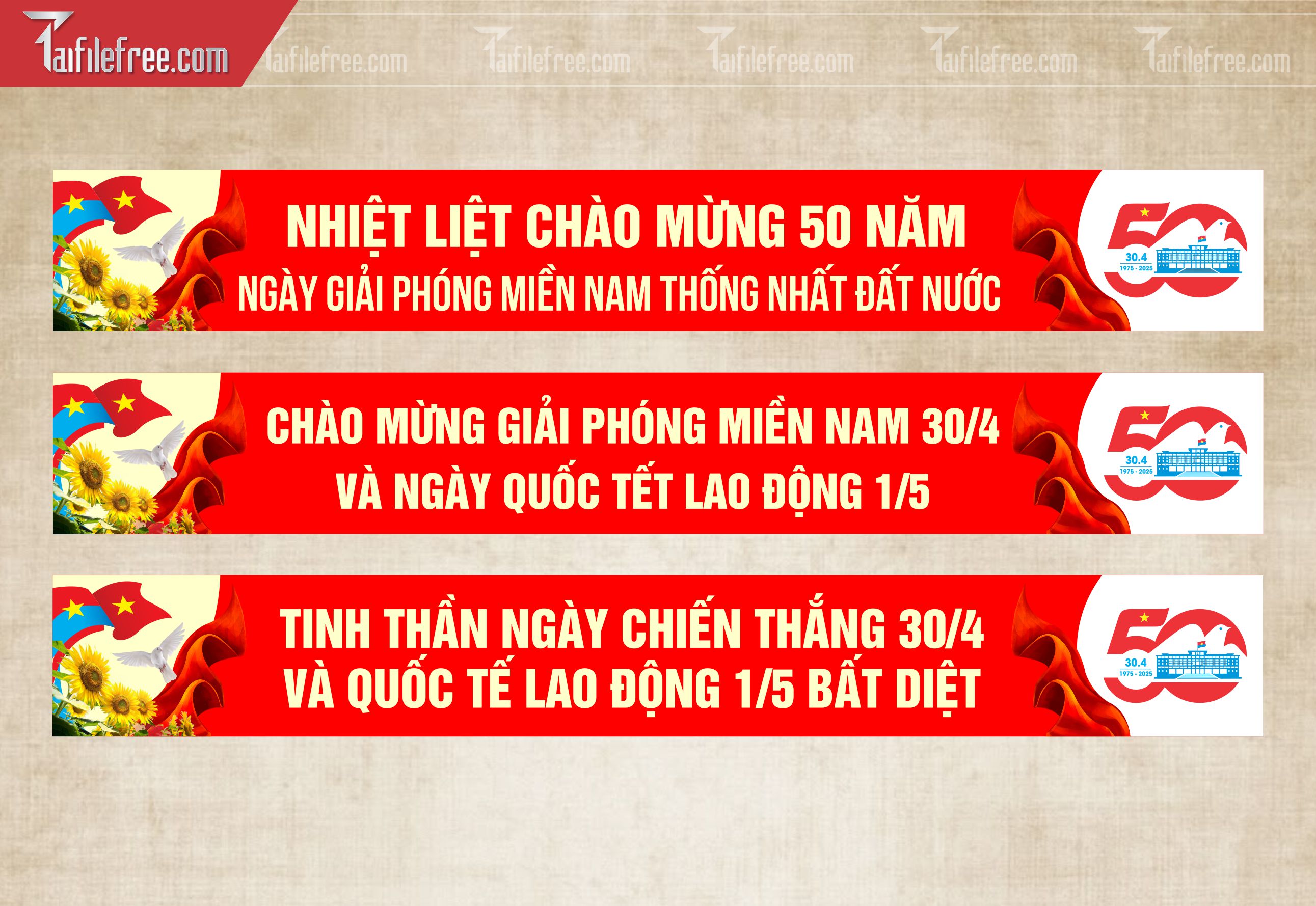Băng Rôn Trang Trí Giải Phóng Miền Nam 30/4 Vector_GN185