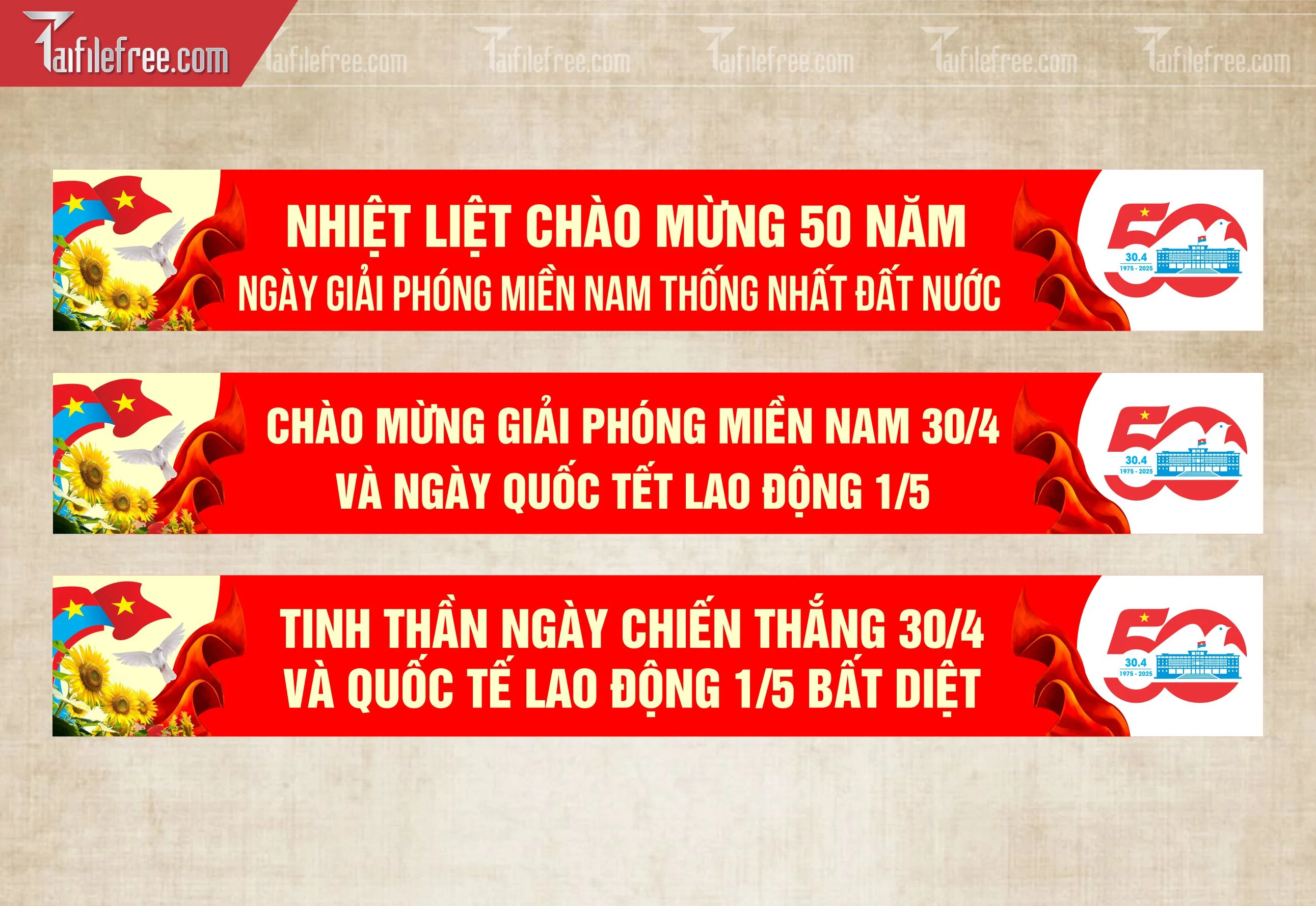 Băng Rôn Trang Trí Giải Phóng Miền Nam 30/4 Vector_GN185