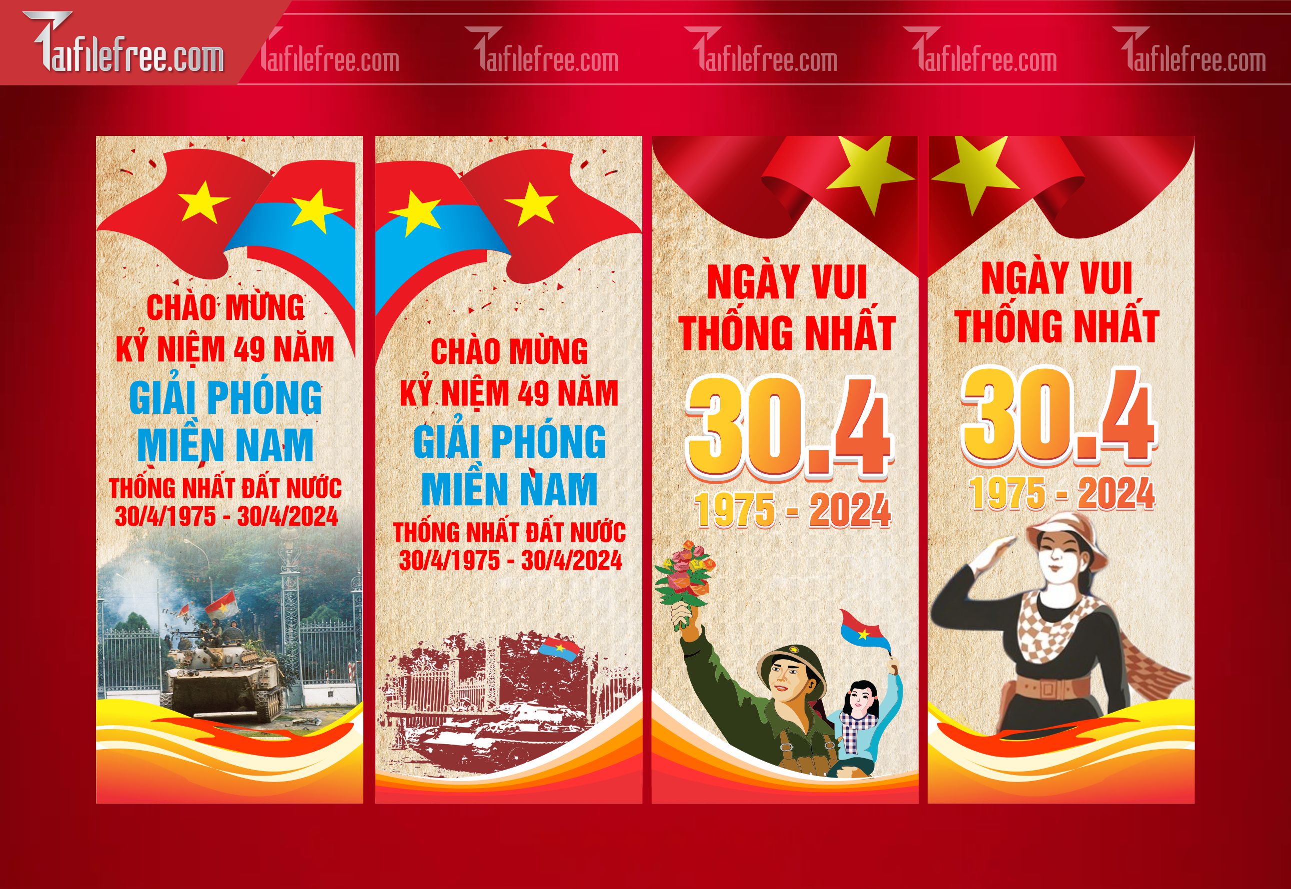 Phướn Trang Trí Giải Phóng Miền Nam 30/4 Vector_GN186