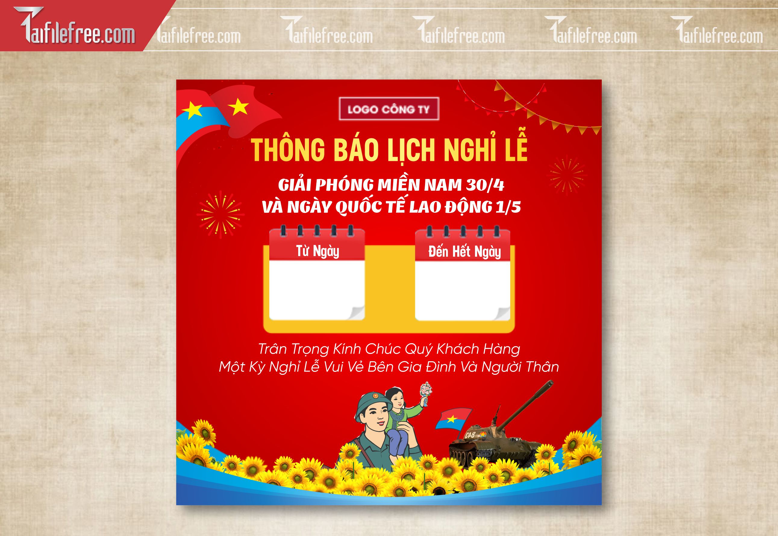 Lịch Nghỉ Lễ Giải Phóng Miền Nam 30/4 - 01/5 Vector_GN187