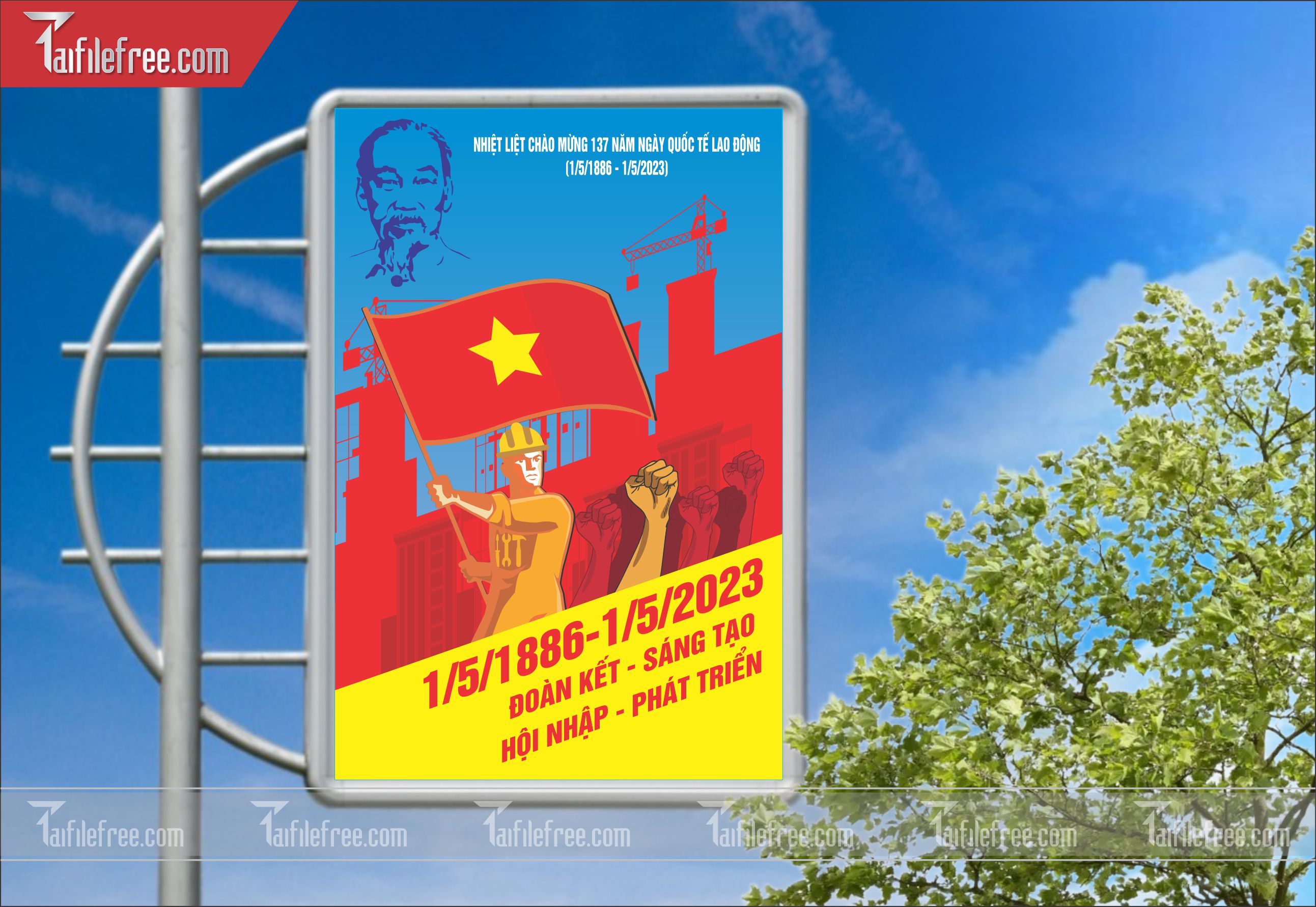 BANNER Trang Trí Giải Phóng Miền Nam 30/4 và Quốc Tế Lao Động 01/5 Vector_GN19