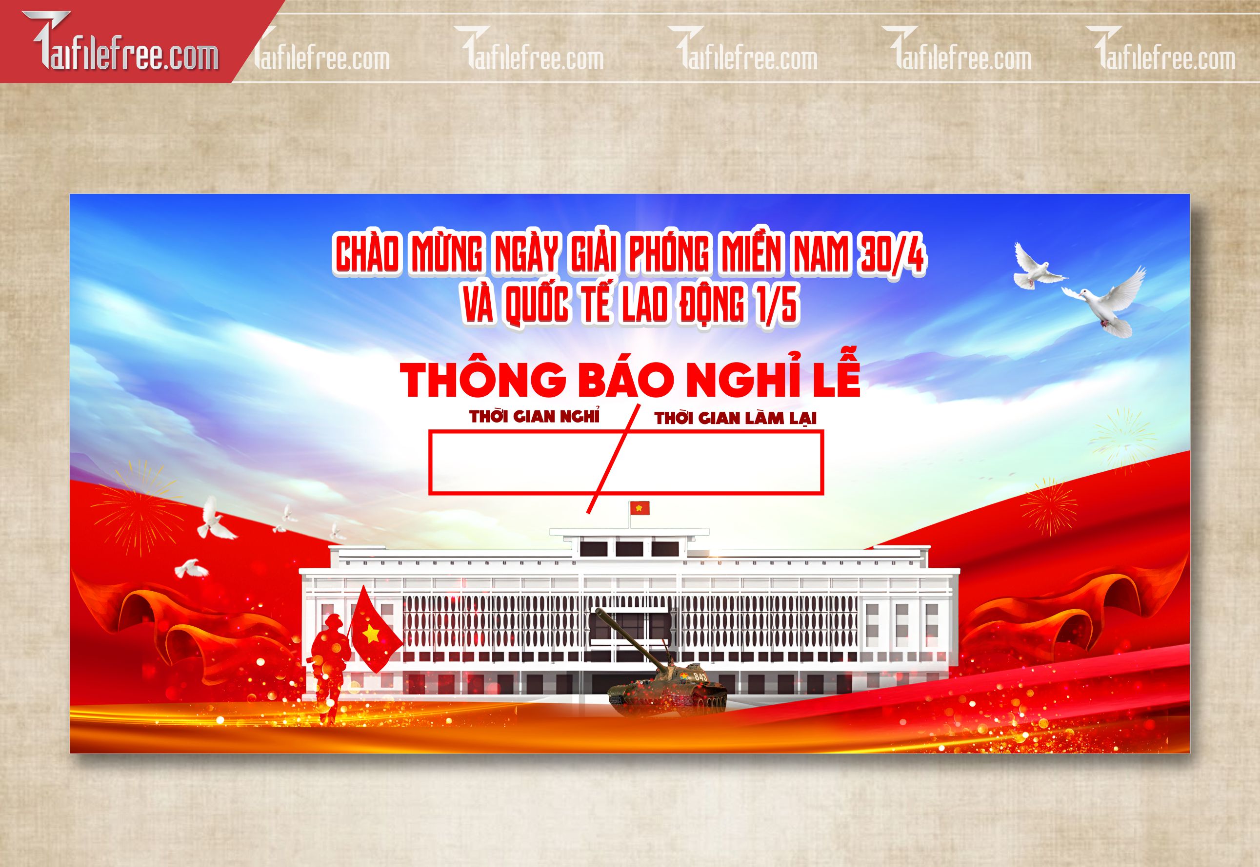 Lịch Nghỉ Lễ Mừng Giải Phóng Miền Nam 30/4 Vector_GN190