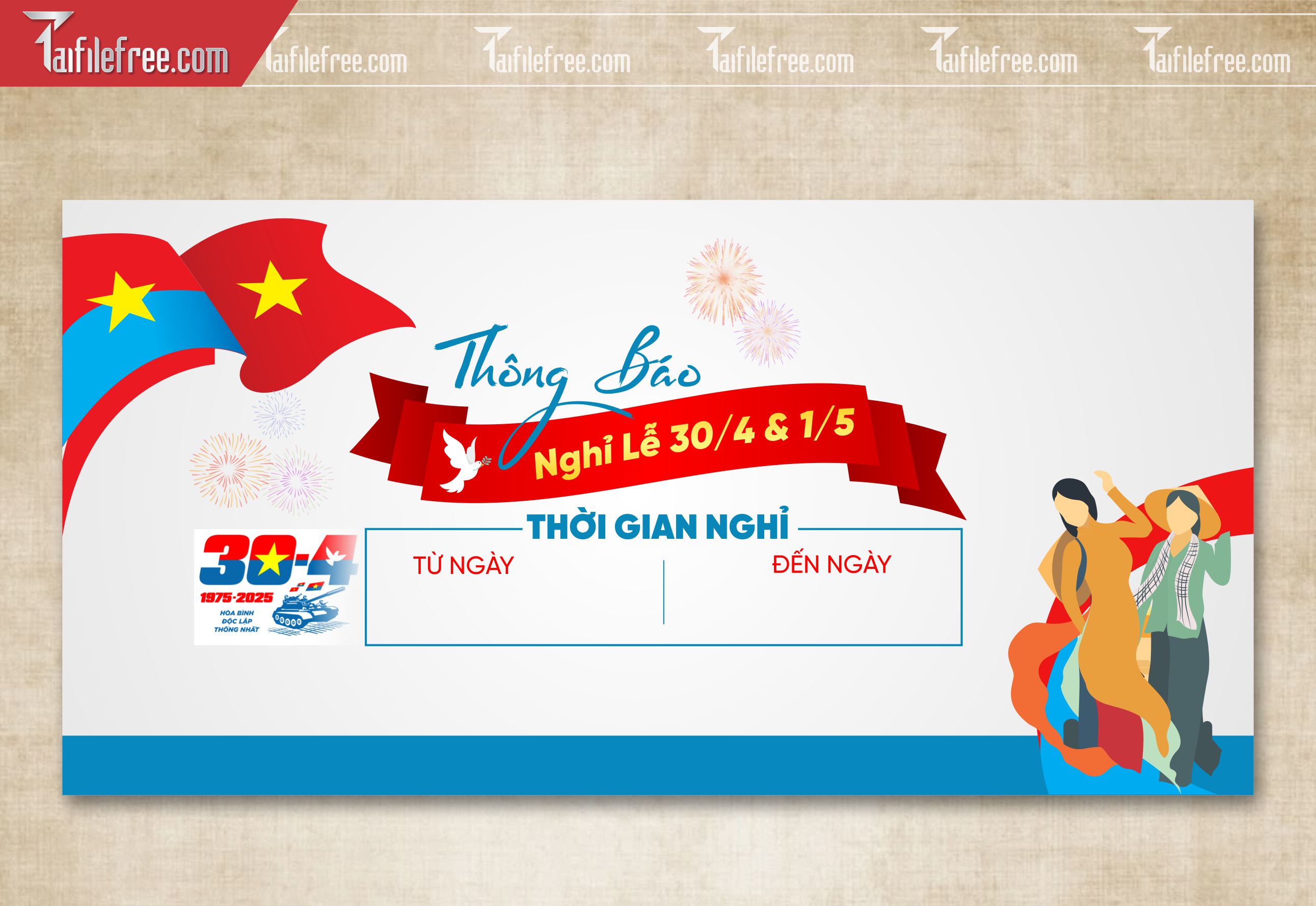 Lịch Nghỉ Lễ Mừng Giải Phóng Miền Nam 30/4 Vector_GN193