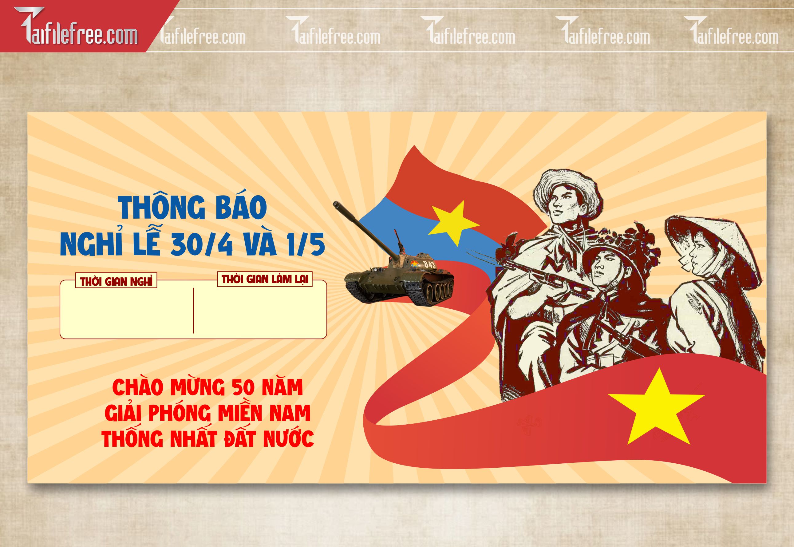 Lịch Nghỉ Lễ Mừng Giải Phóng Miền Nam 30/4 Vector_GN195