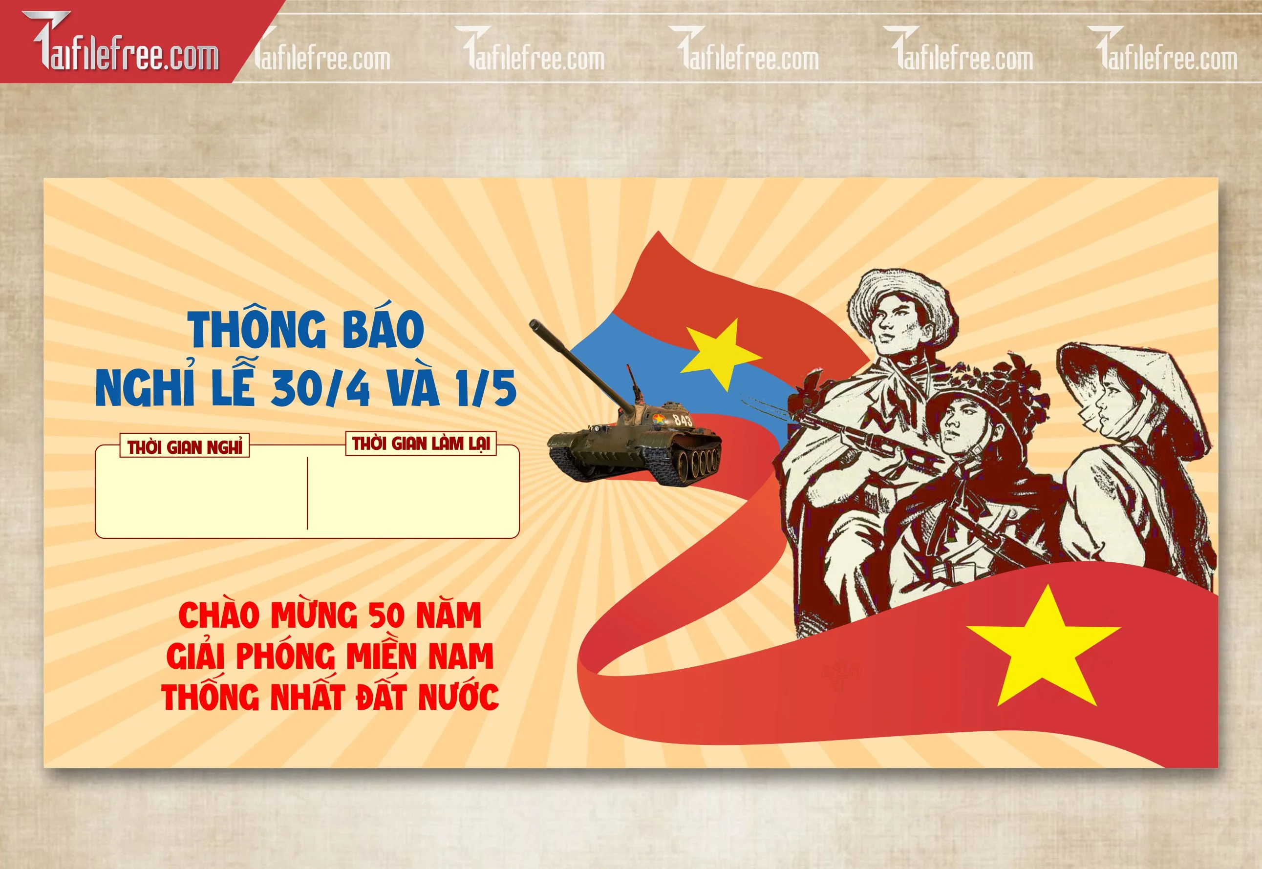 Lịch Nghỉ Lễ Mừng Giải Phóng Miền Nam 30/4 Vector_GN195