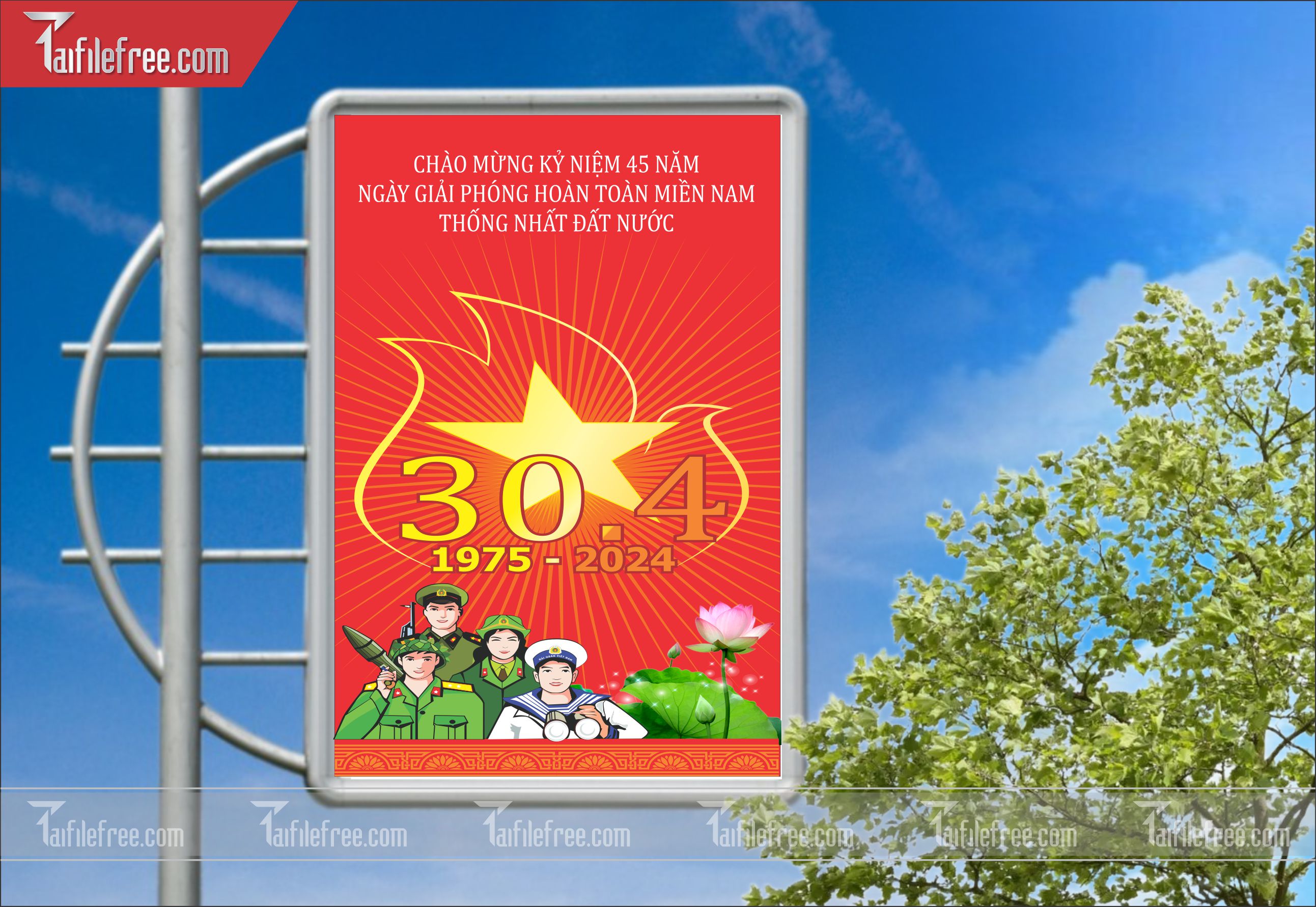 BANNER Trang Trí Giải Phóng Miền Nam 30/4 và Quốc Tế Lao Động 01/5 Vector_GN37