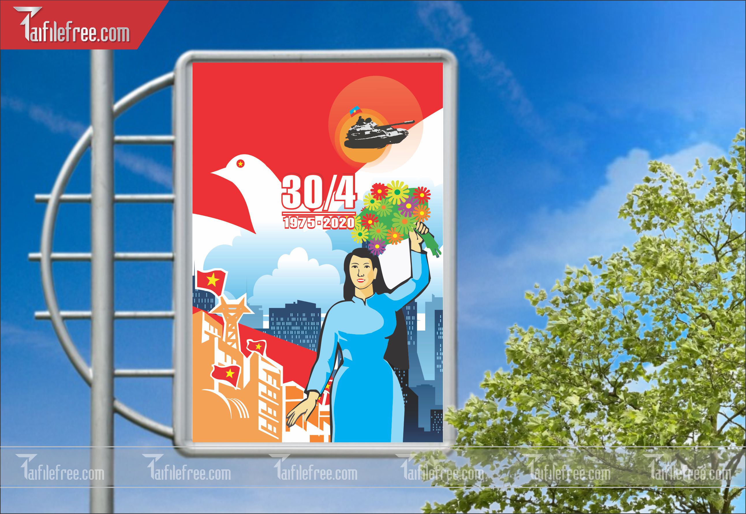 BANNER Trang Trí Giải Phóng Miền Nam 30/4 và Quốc Tế Lao Động 01/5 Vector_GN42