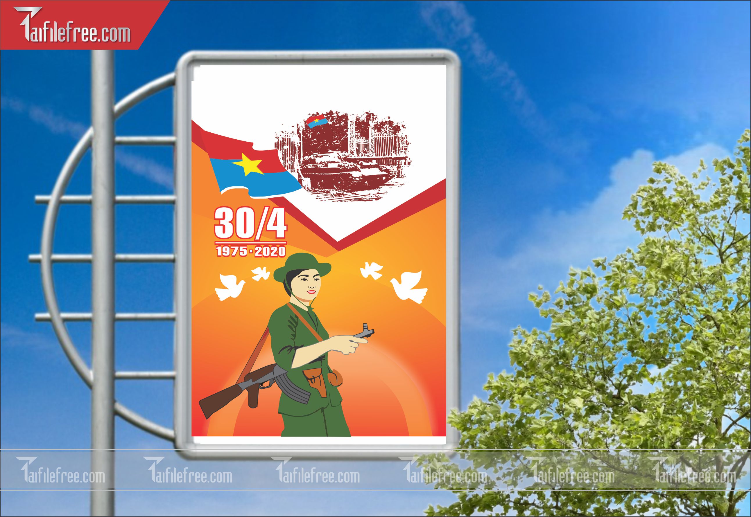 BANNER Trang Trí Giải Phóng Miền Nam 30/4 và Quốc Tế Lao Động 01/5 Vector_GN43