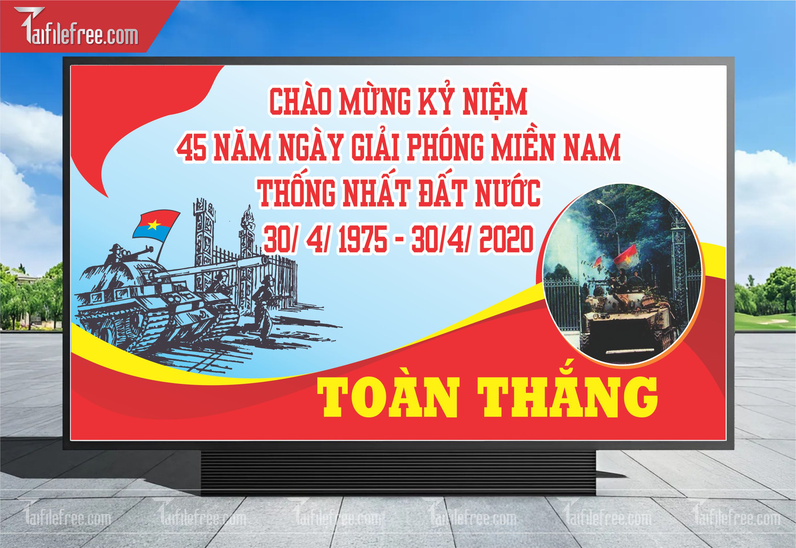 Pano Trang Trí Giải Phóng Miền Nam 30/4 Vector_GN46