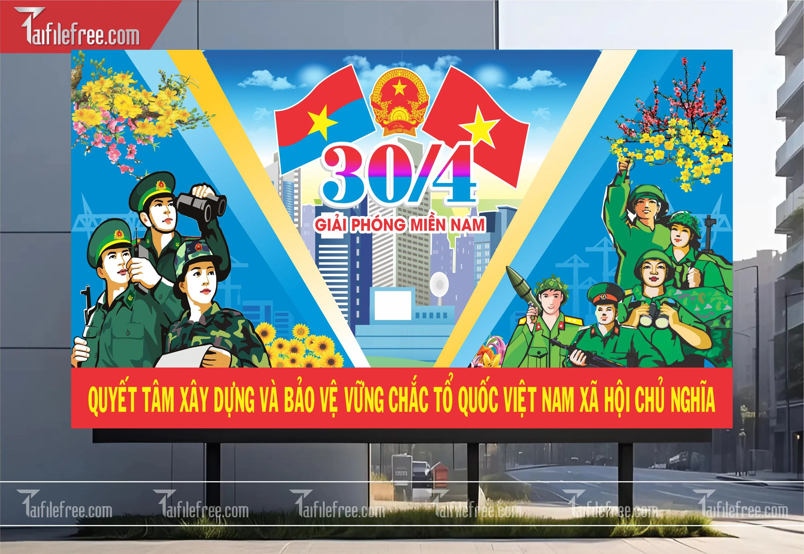 Pano Trang Trí Giải Phóng Miền Nam 30/4 Vector_GN55