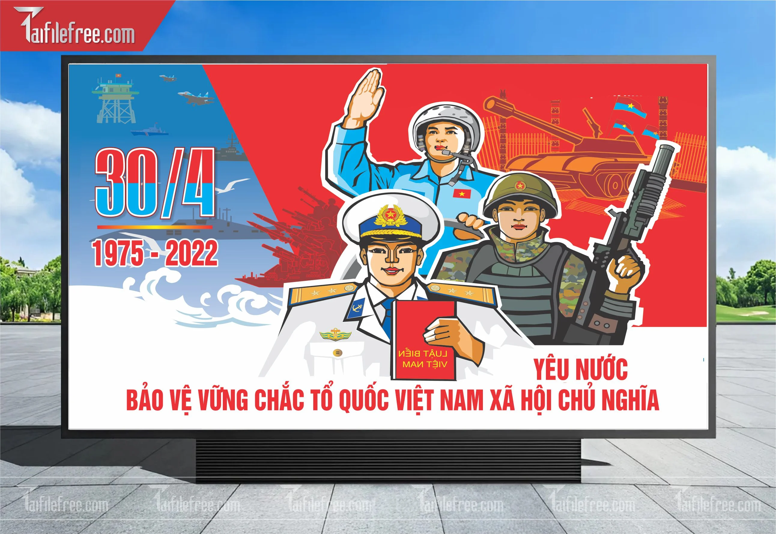 Pano Trang Trí Giải Phóng Miền Nam 30/4 Vector_GN68