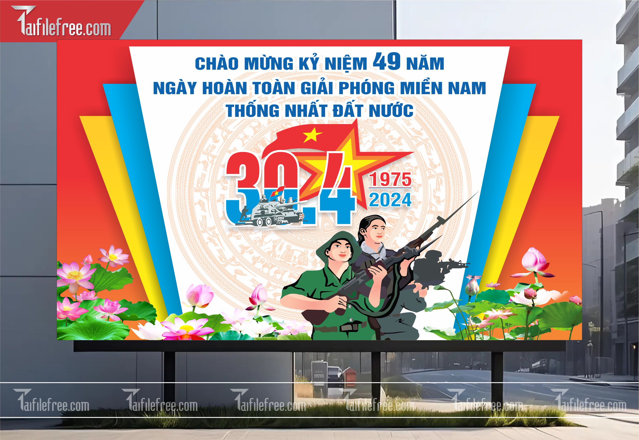 Pano Trang Trí Giải Phóng Miền Nam 30/4 Vector_GN73