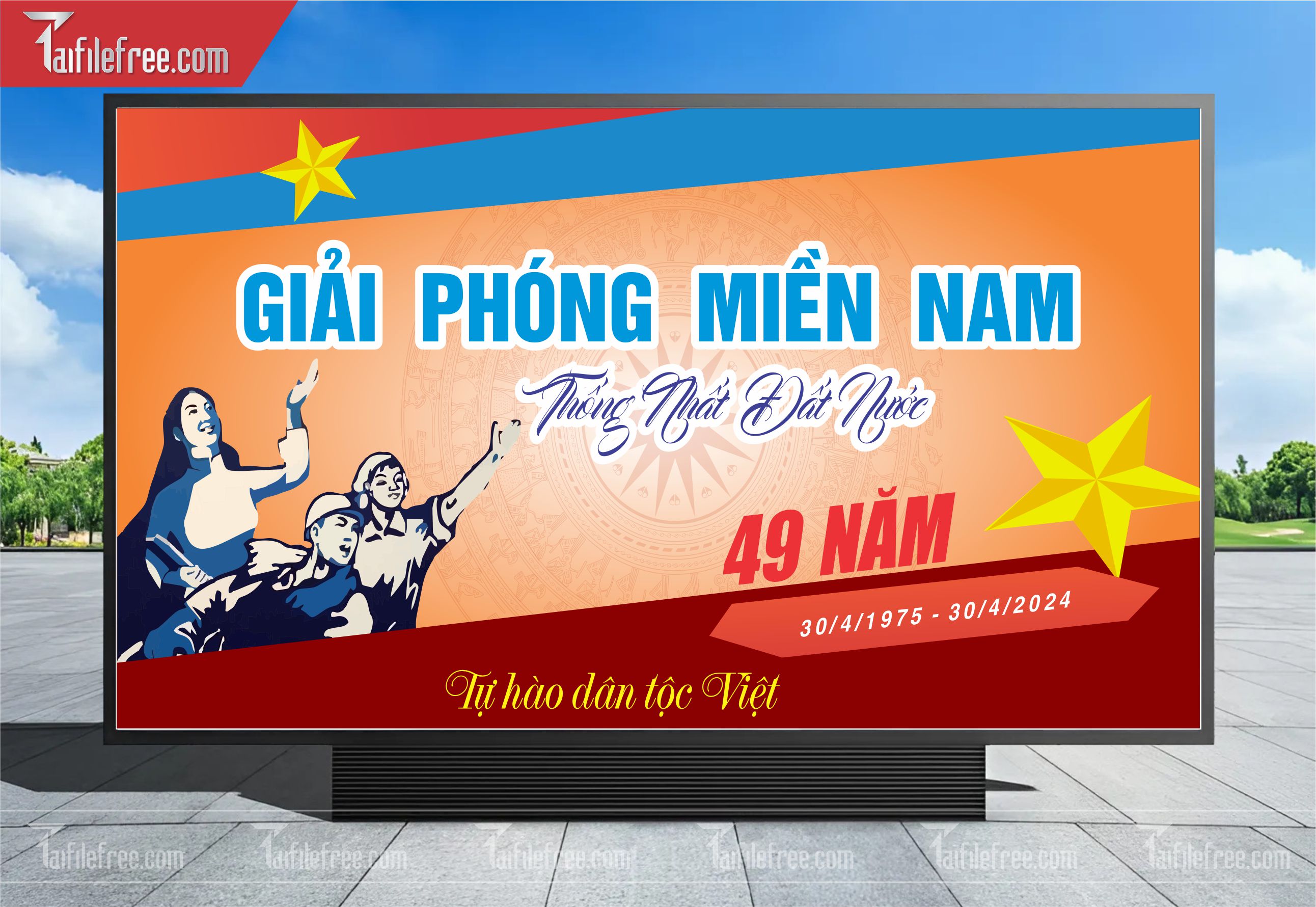 Pano Trang Trí Giải Phóng Miền Nam 30/4 Vector_GN90
