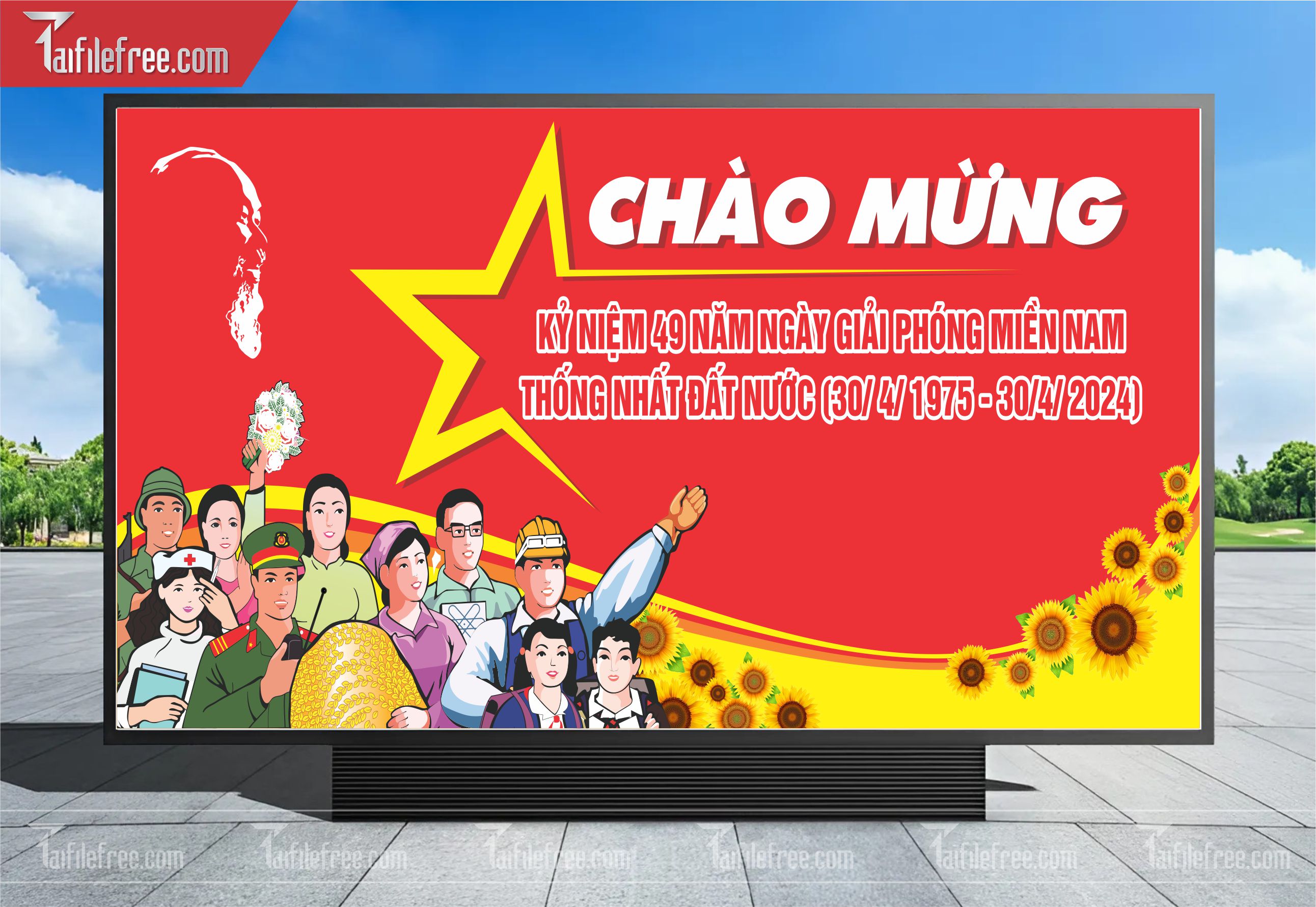Pano Trang Trí Giải Phóng Miền Nam 30/4 Vector_GN91