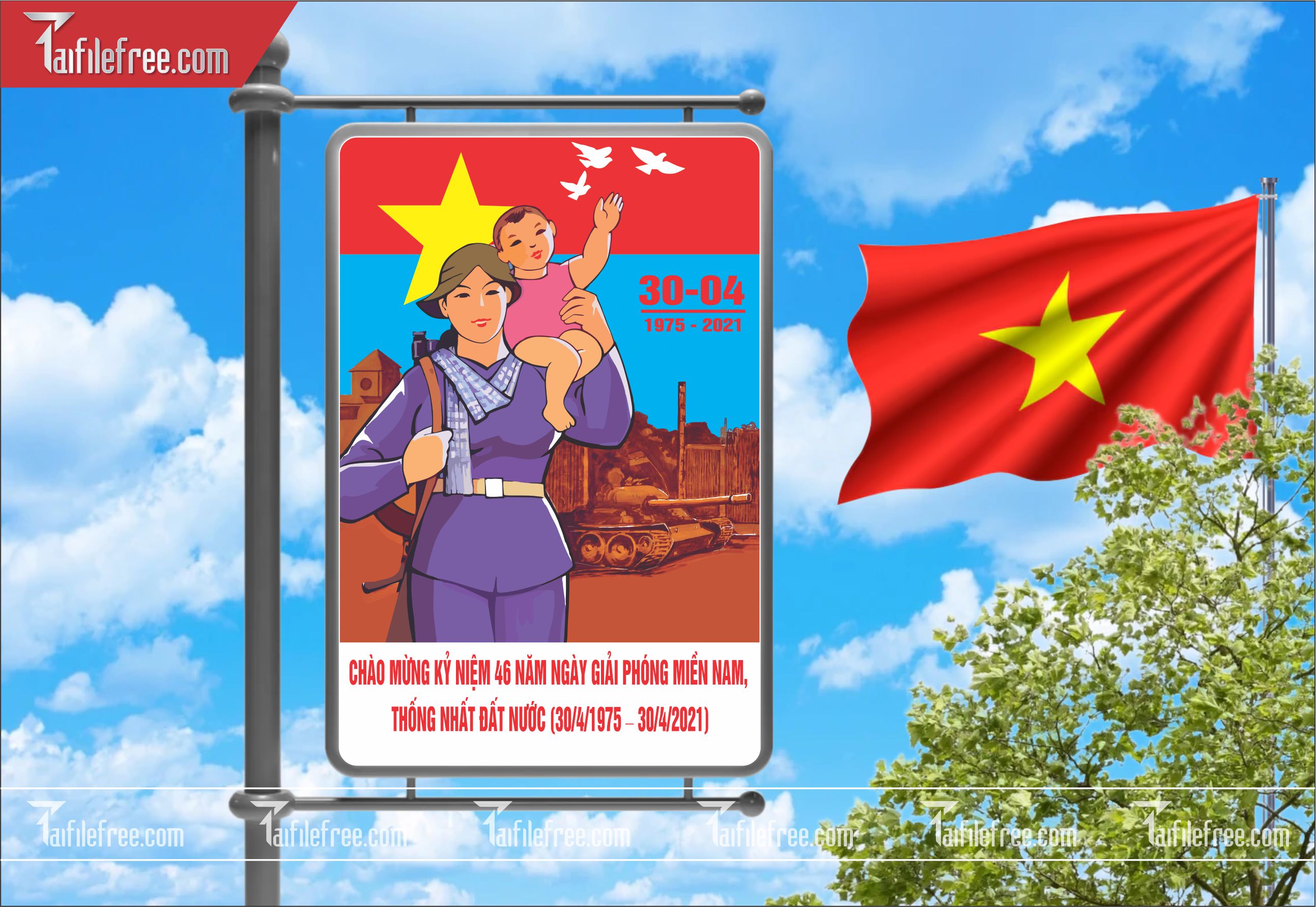 BANNER Trang Trí Giải Phóng Miền Nam 30/4 Vector_GN96