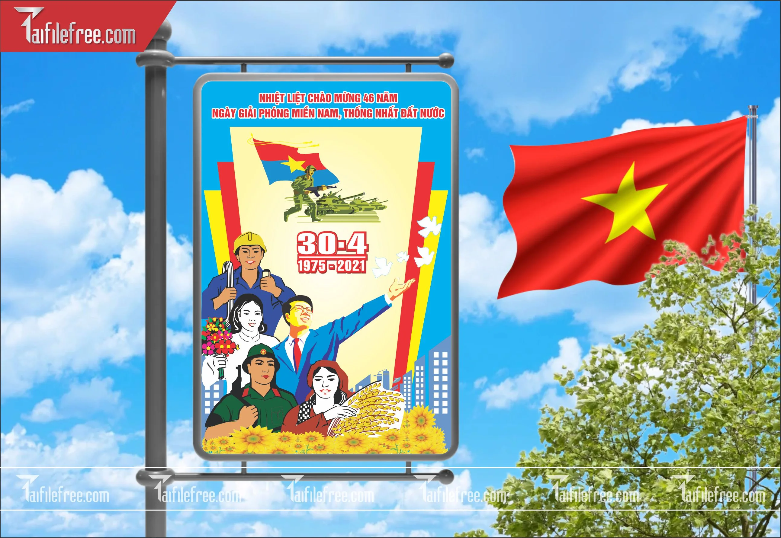BANNER Trang Trí Giải Phóng Miền Nam 30/4 Vector_GN97