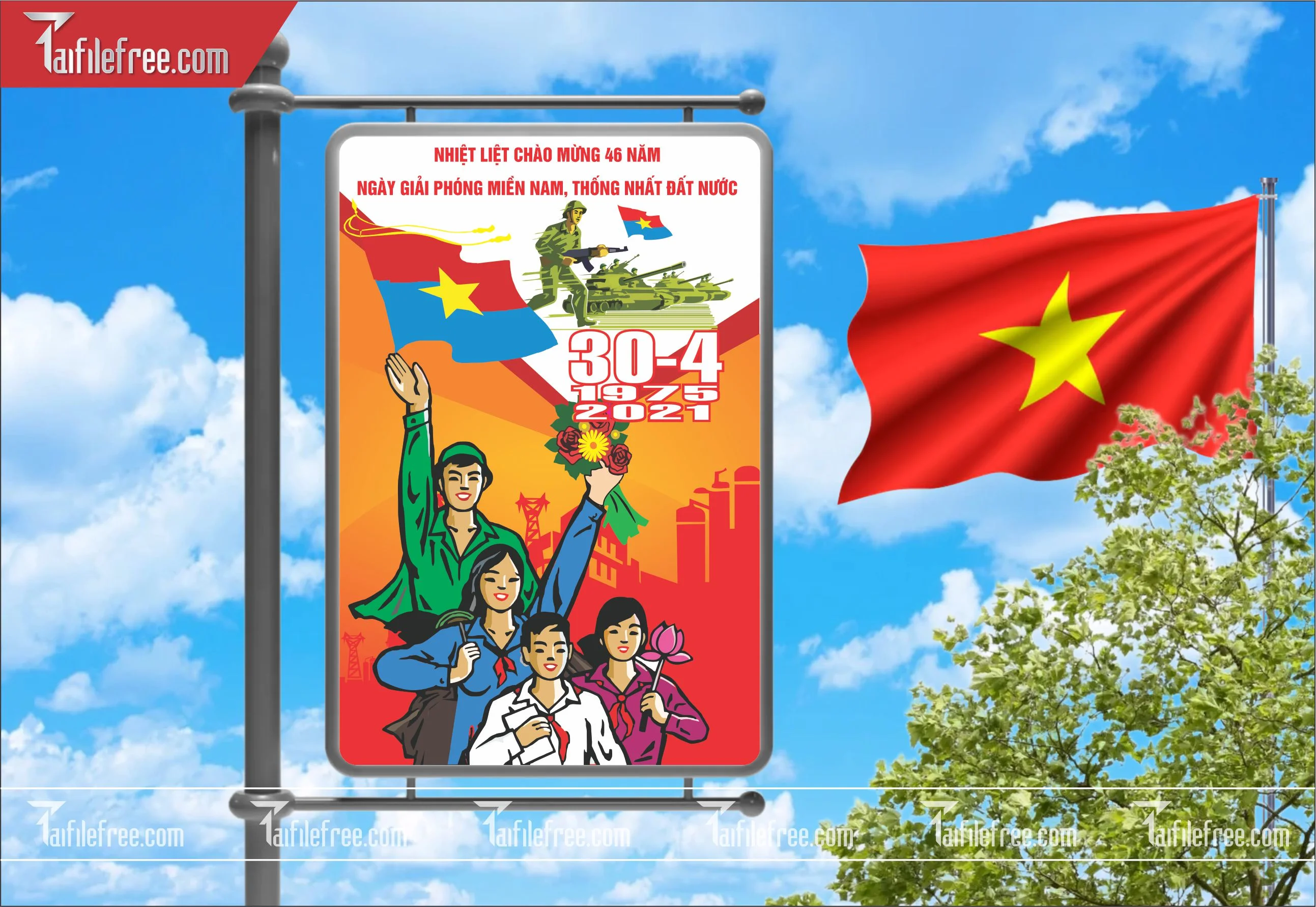 BANNER Trang Trí Giải Phóng Miền Nam 30/4 Vector_GN98