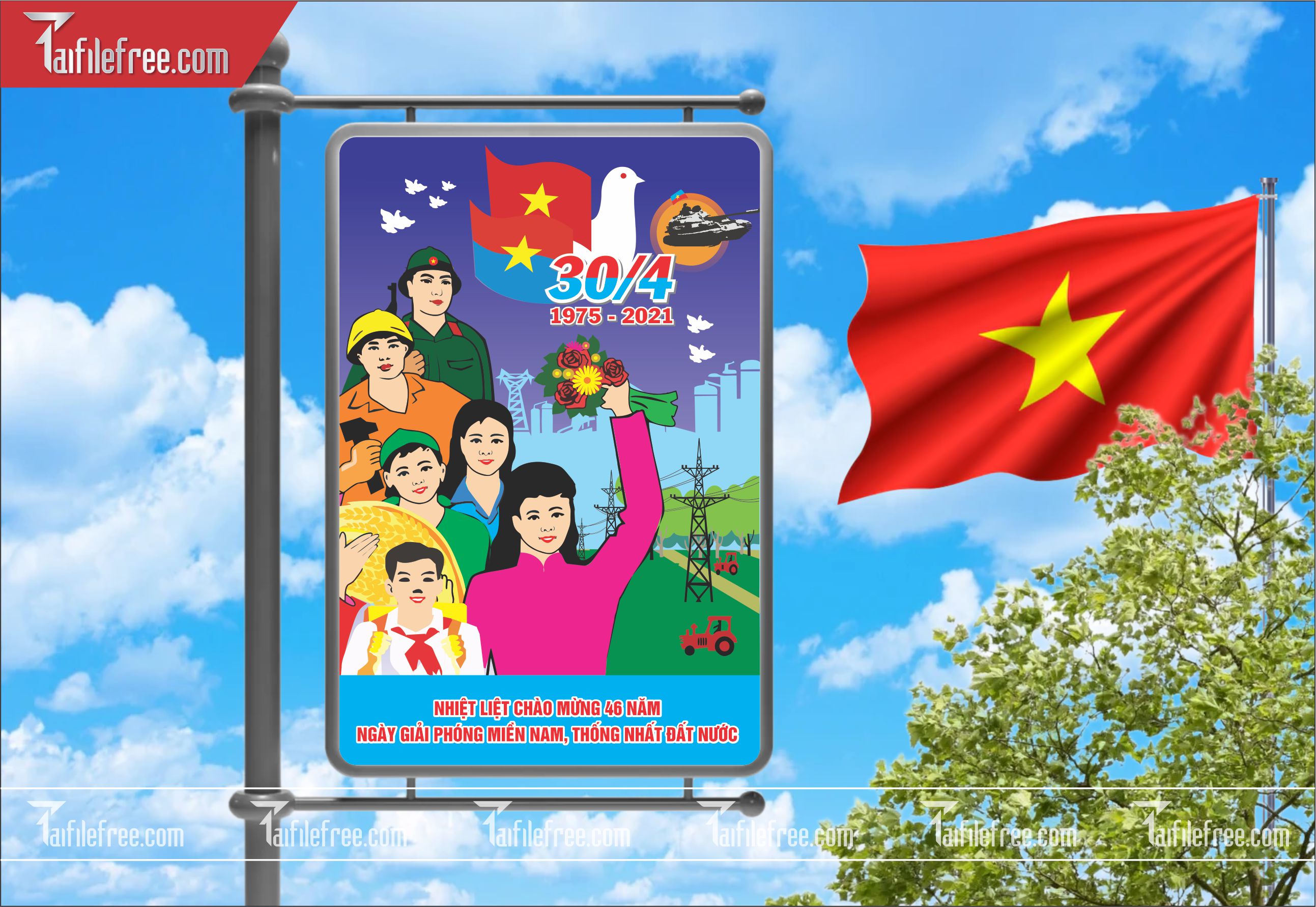 BANNER Trang Trí Giải Phóng Miền Nam 30/4 Vector_GN99