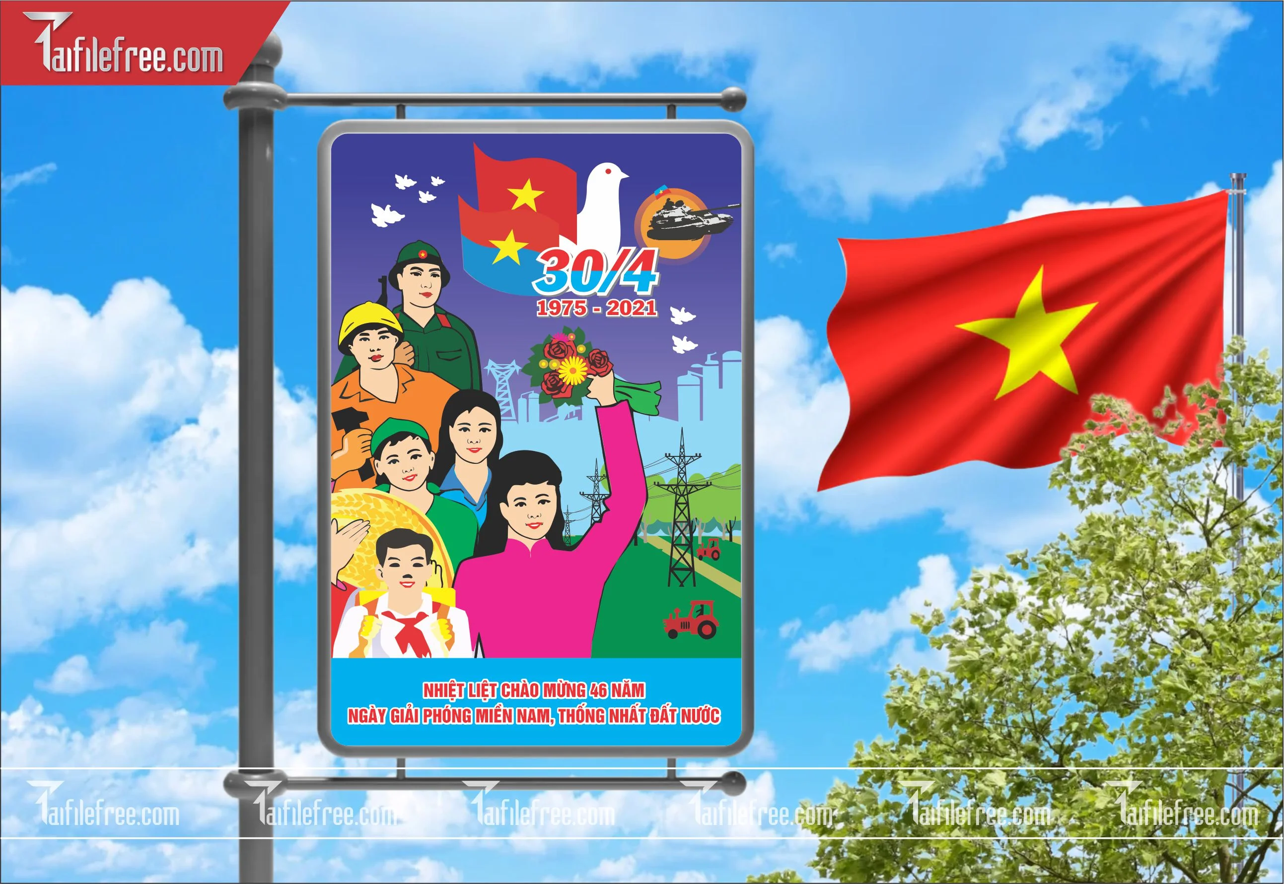 BANNER Trang Trí Giải Phóng Miền Nam 30/4 Vector_GN99