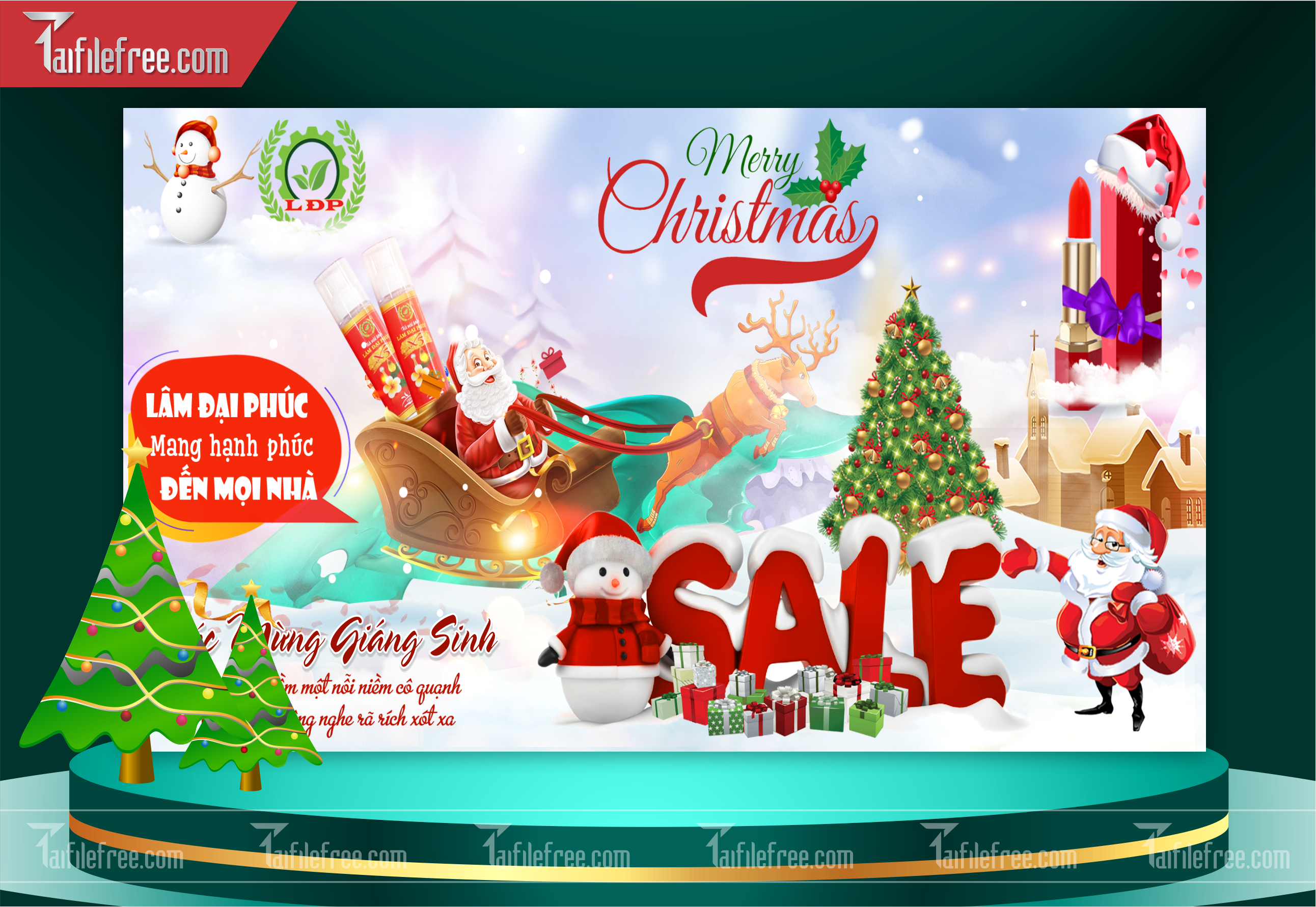 Banner Giáng Sinh - Noel - Backdrop Merry Christmas GS01