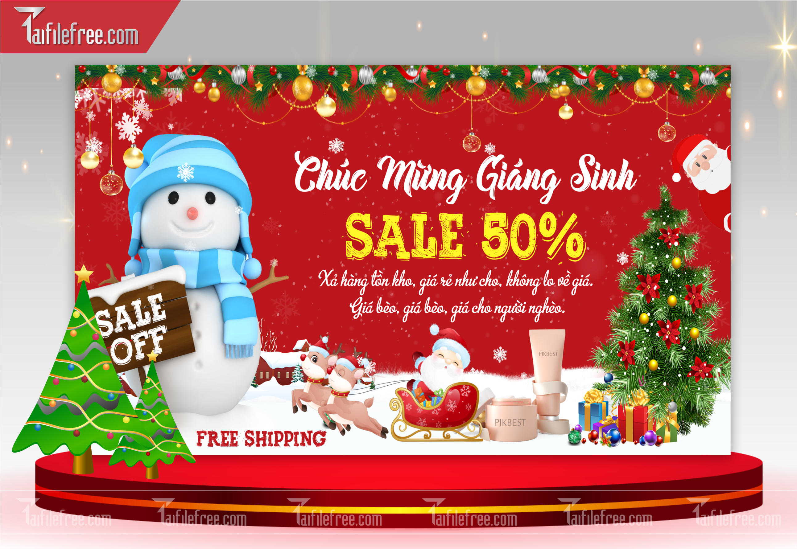Banner Giáng Sinh - Noel - Backdrop Merry Christmas GS03