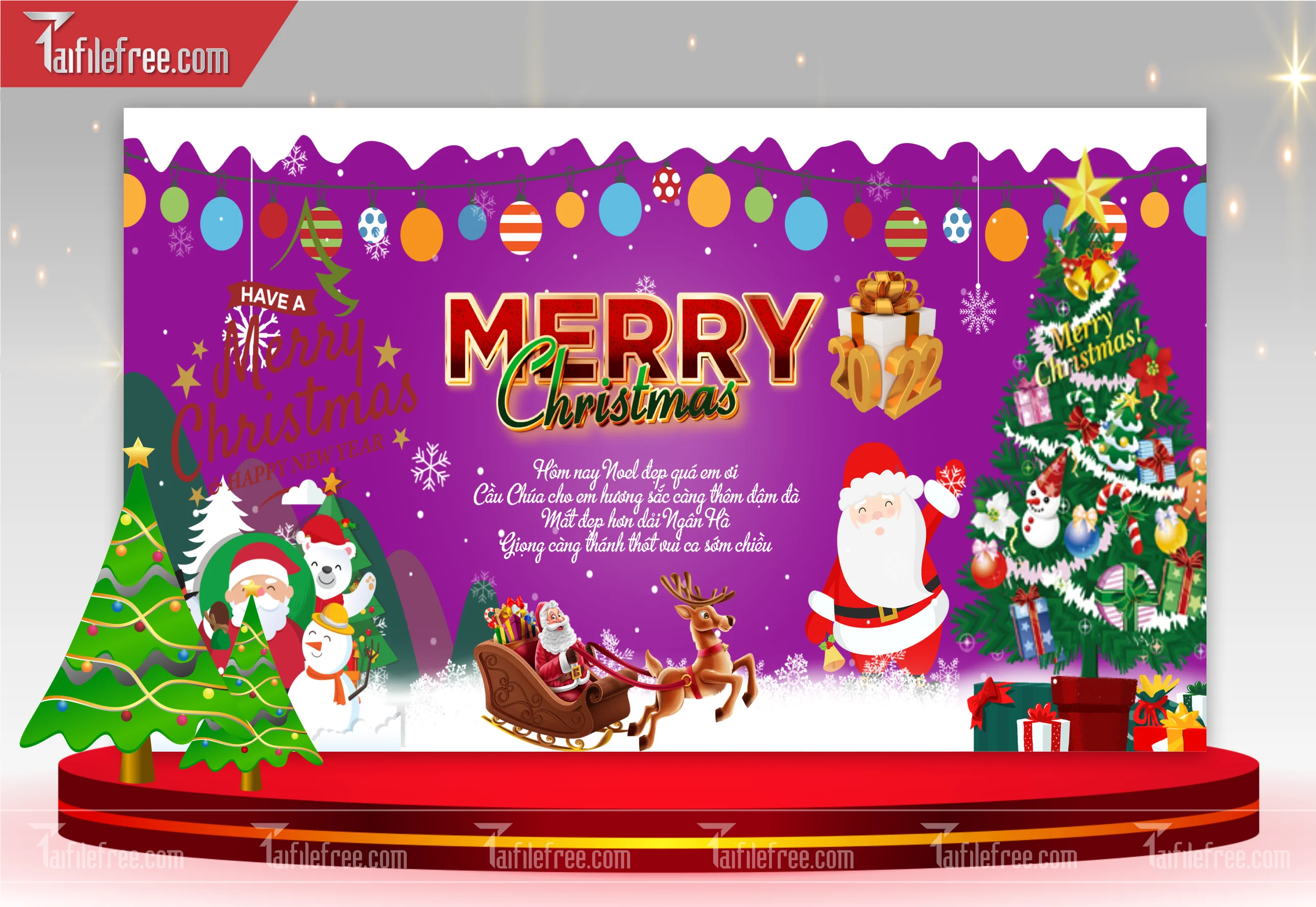 Banner Giáng Sinh - Noel - Backdrop Merry Christmas GS04