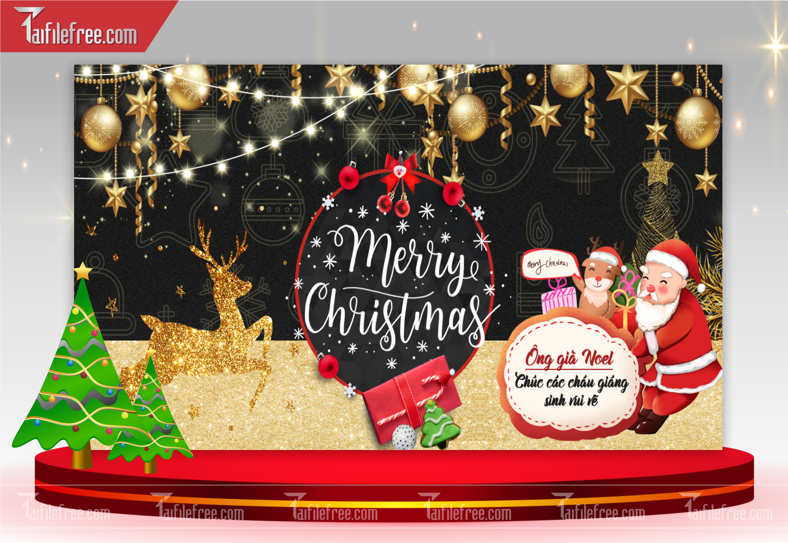 Banner Giáng Sinh - Noel - Backdrop Merry Christmas GS05