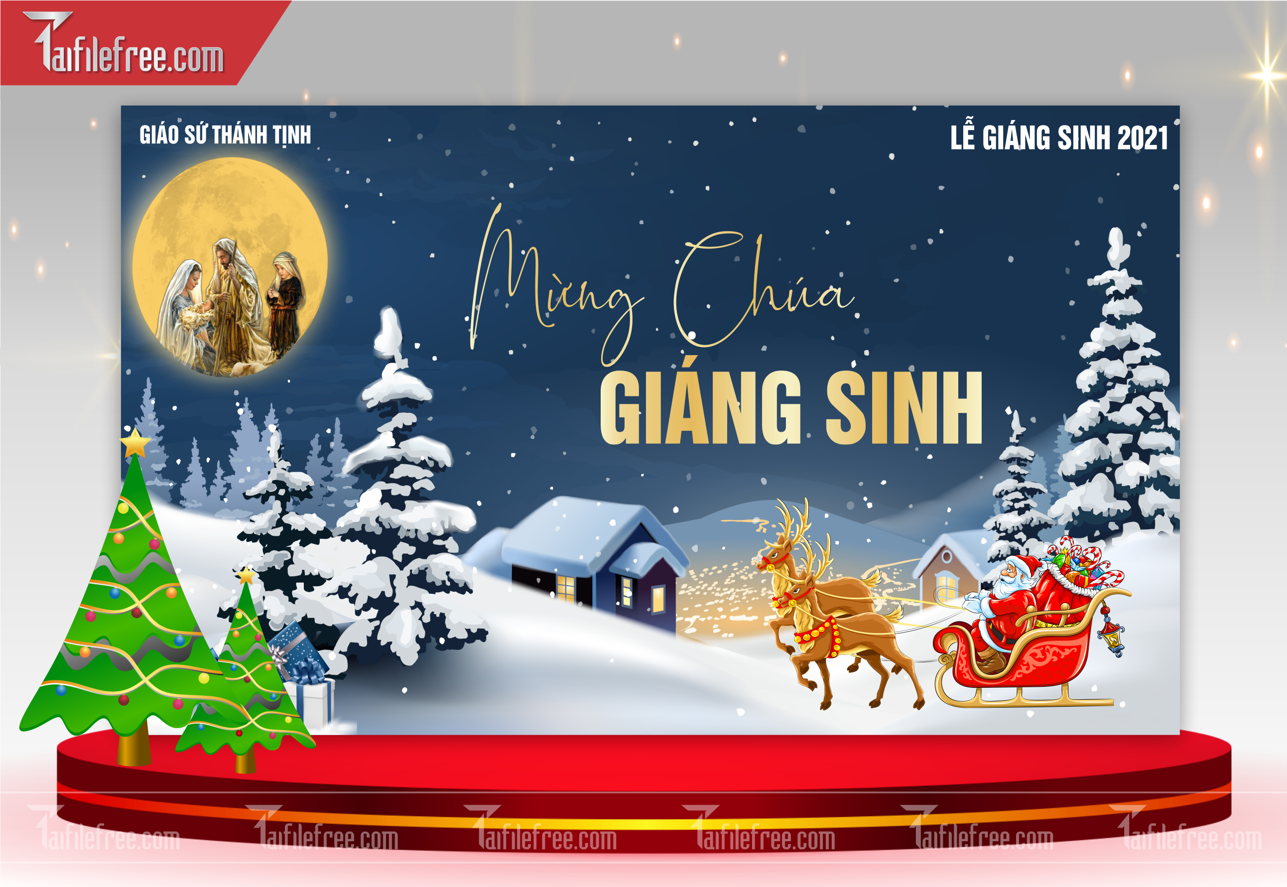 Banner Giáng Sinh - Noel - Backdrop Merry Christmas GS09