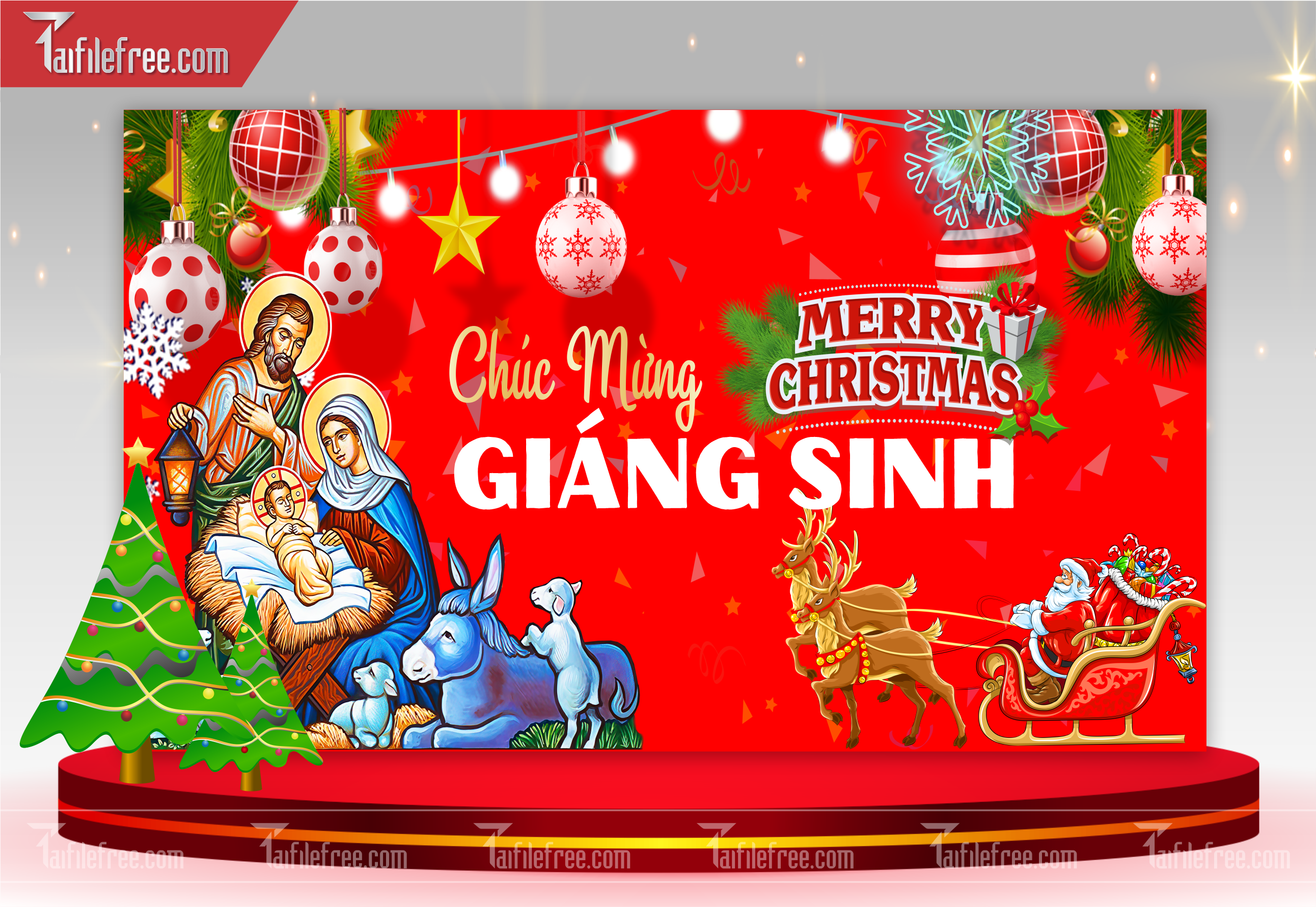 Banner Giáng Sinh - Noel - Backdrop Merry Christmas GS10