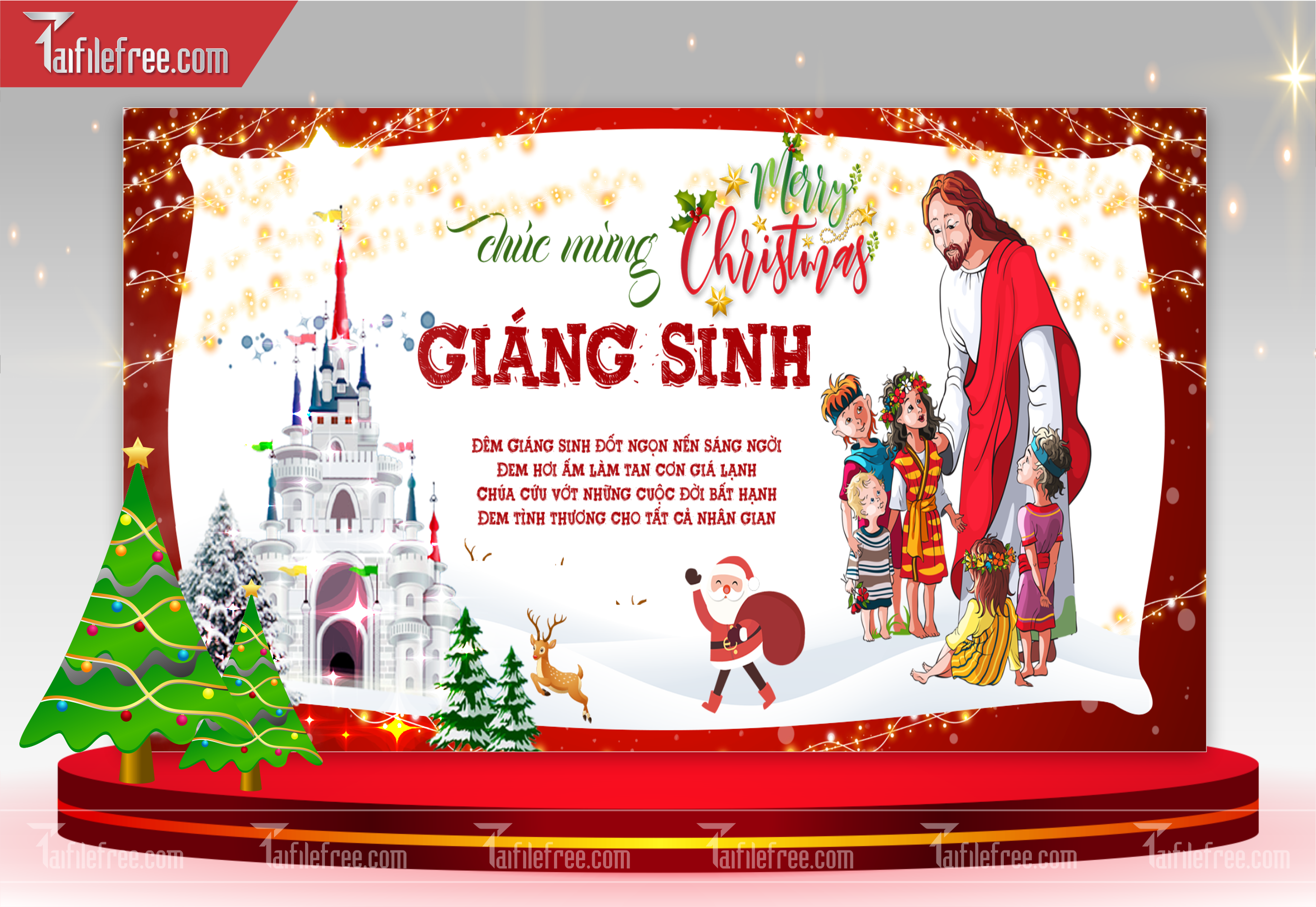 Banner Giáng Sinh - Noel - Backdrop Merry Christmas GS51