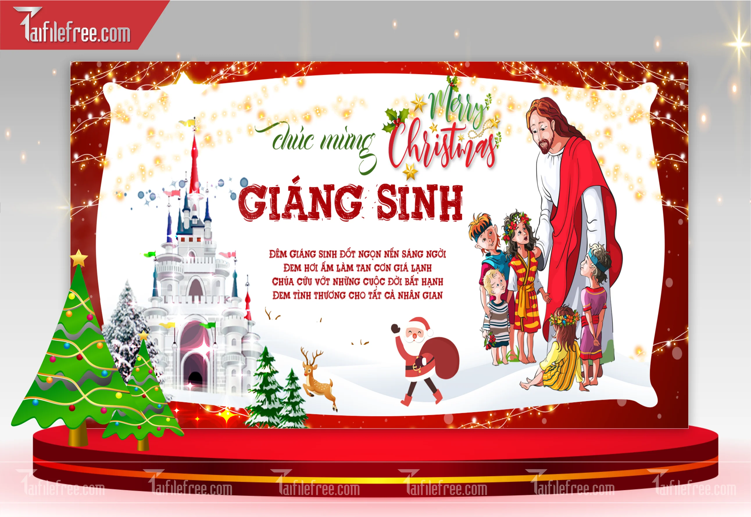 Banner Giáng Sinh - Noel - Backdrop Merry Christmas GS51