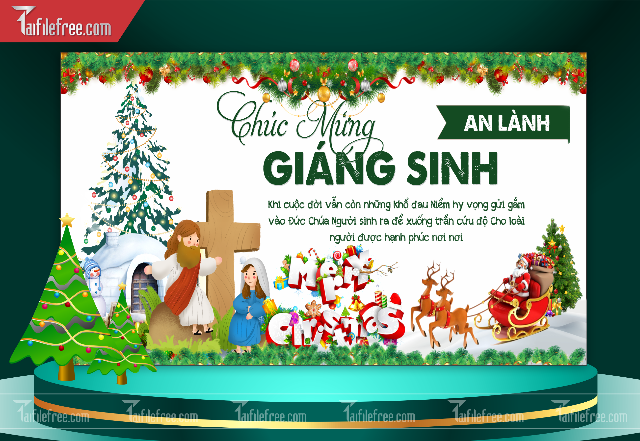 Banner Giáng Sinh - Noel - Backdrop Merry Christmas GS57