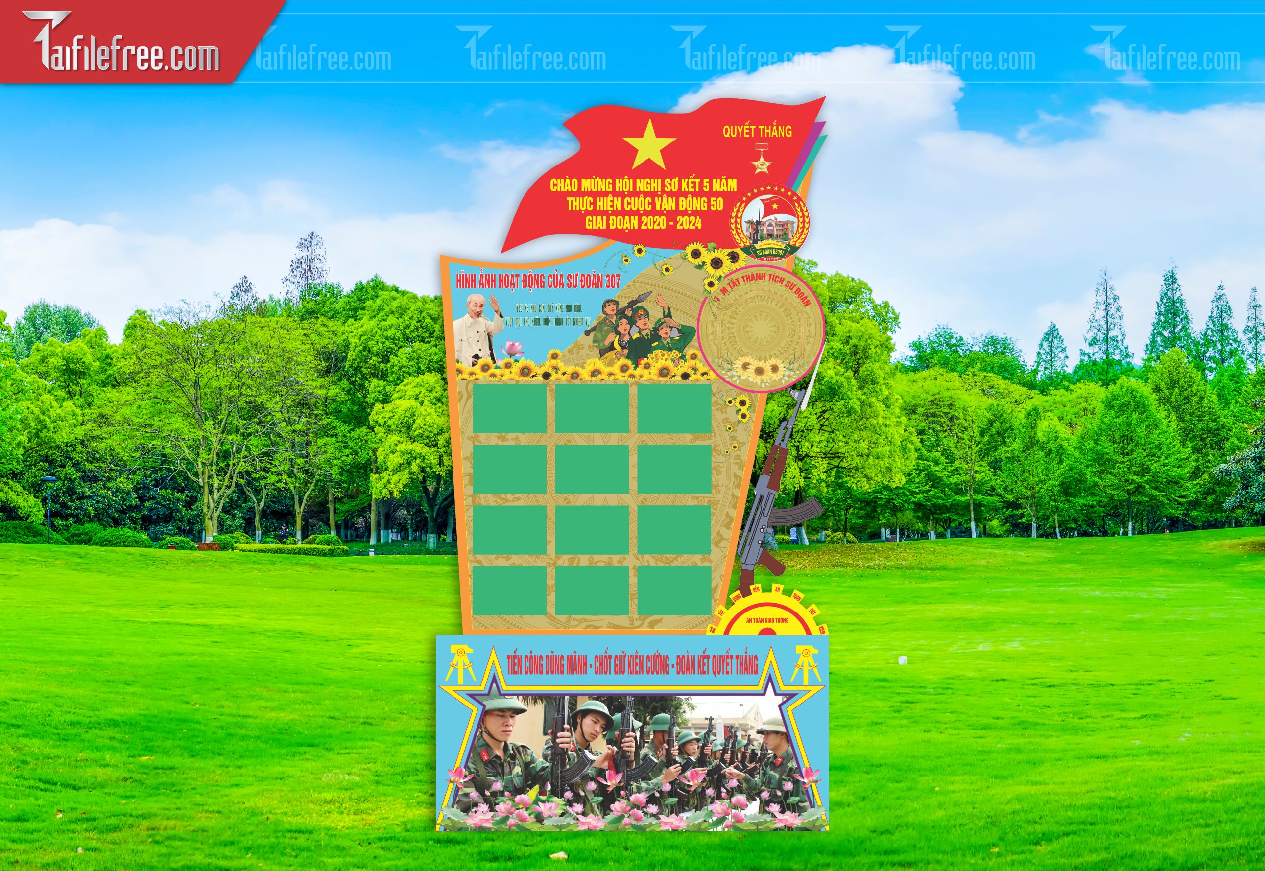 File Vector Báo Tường Chủ Đề Quân Đội_HV185