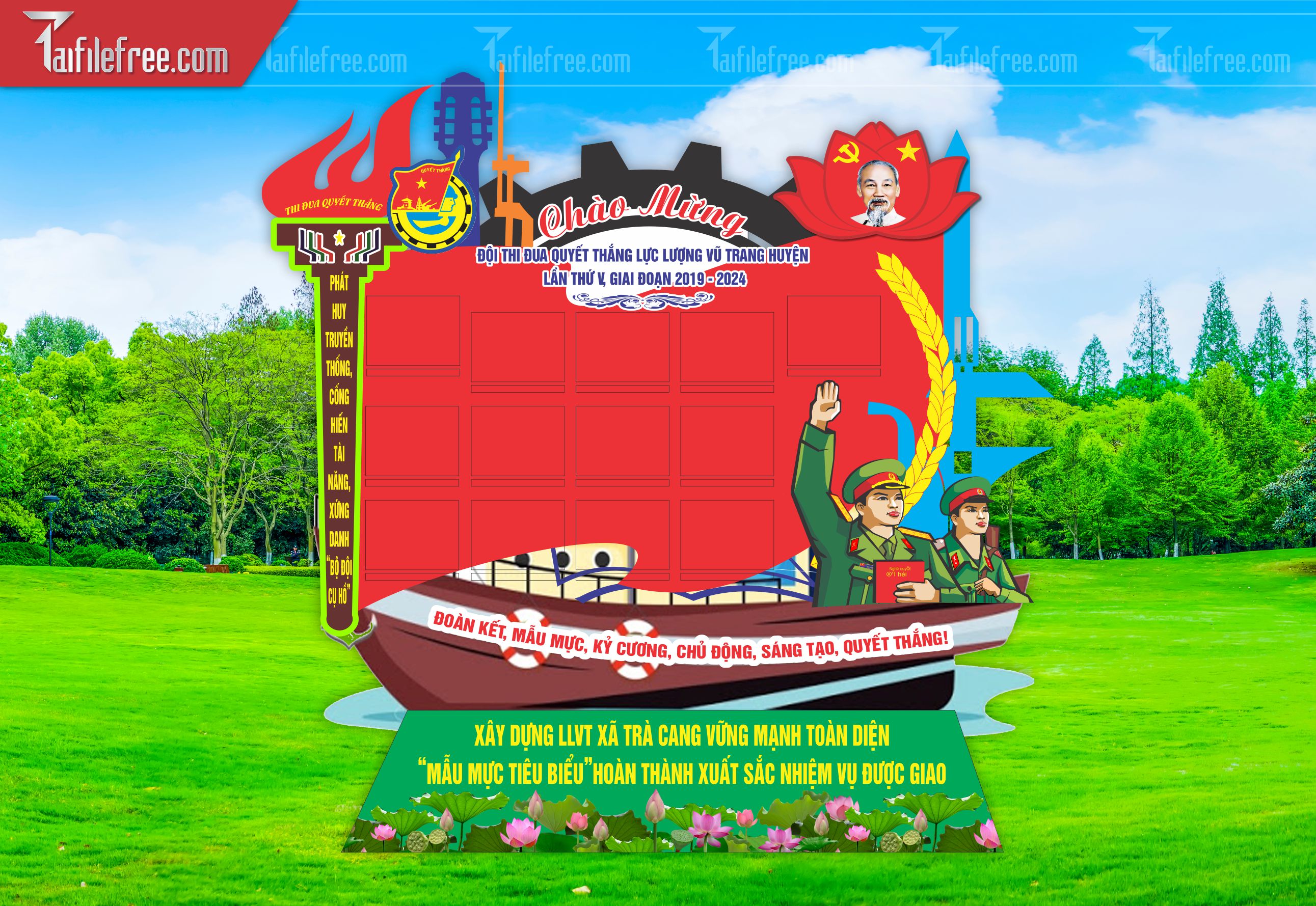 File Vector Báo Tường Chủ Đề Quân Đội_HV188