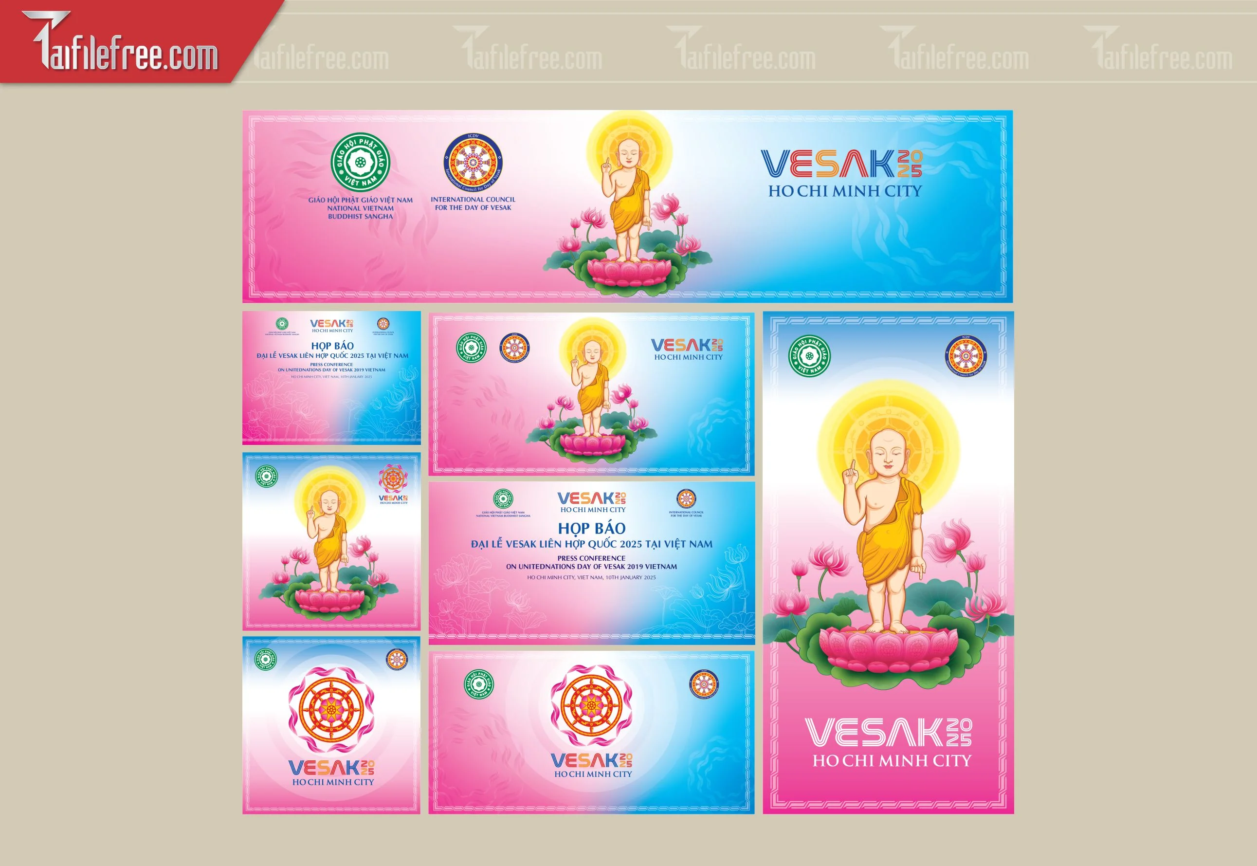 Phông nền sân khấu - Backdrop Trang Trí Mừng Lễ Phật Đản LPD63