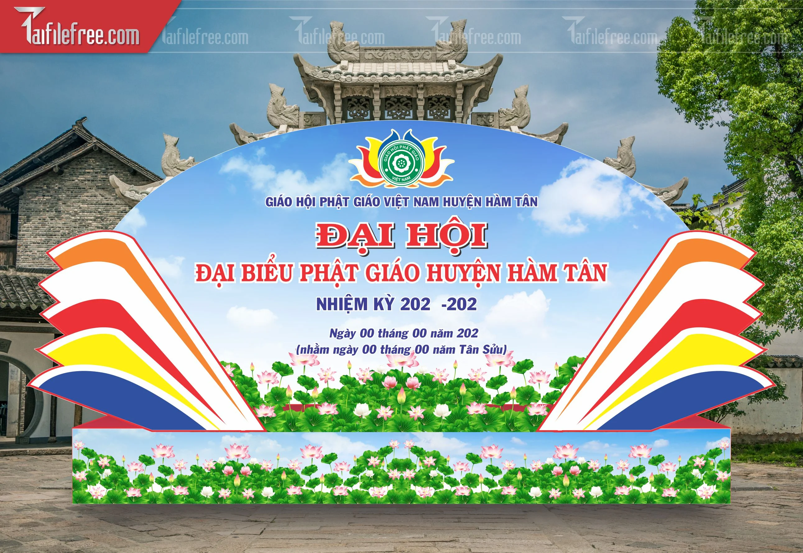 Phông nền sân khấu - Backdrop Trang Trí Mừng Lễ Phật Đản LPD103