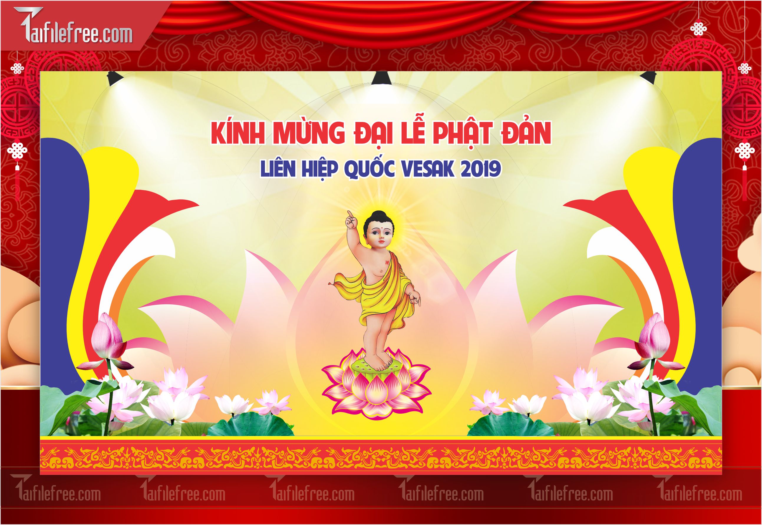 Phông nền sân khấu - Backdrop Trang Trí Mừng Lễ Phật Đản LPD14