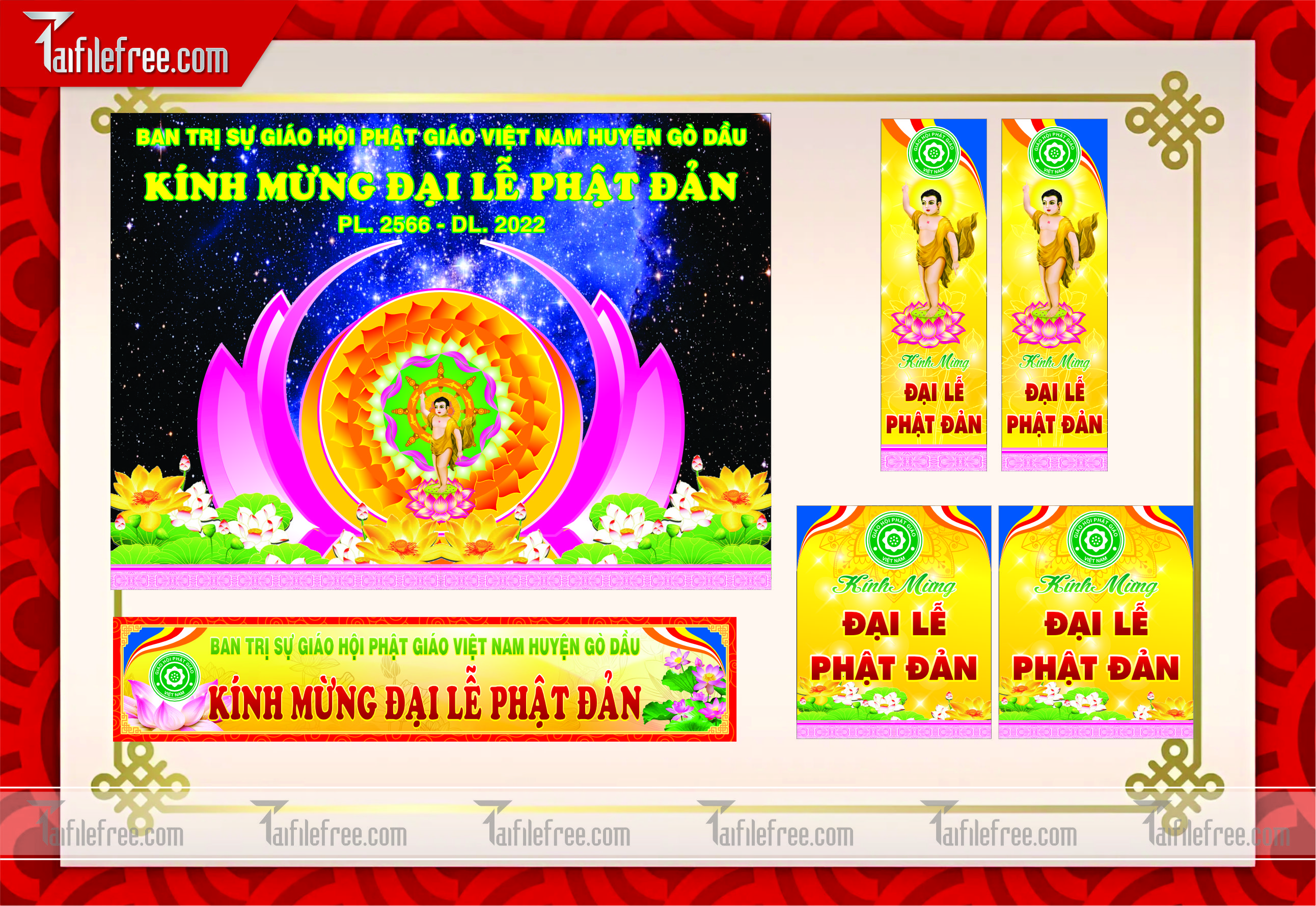 Phông nền sân khấu - Backdrop Trang Trí Mừng Lễ Phật Đản LPD24