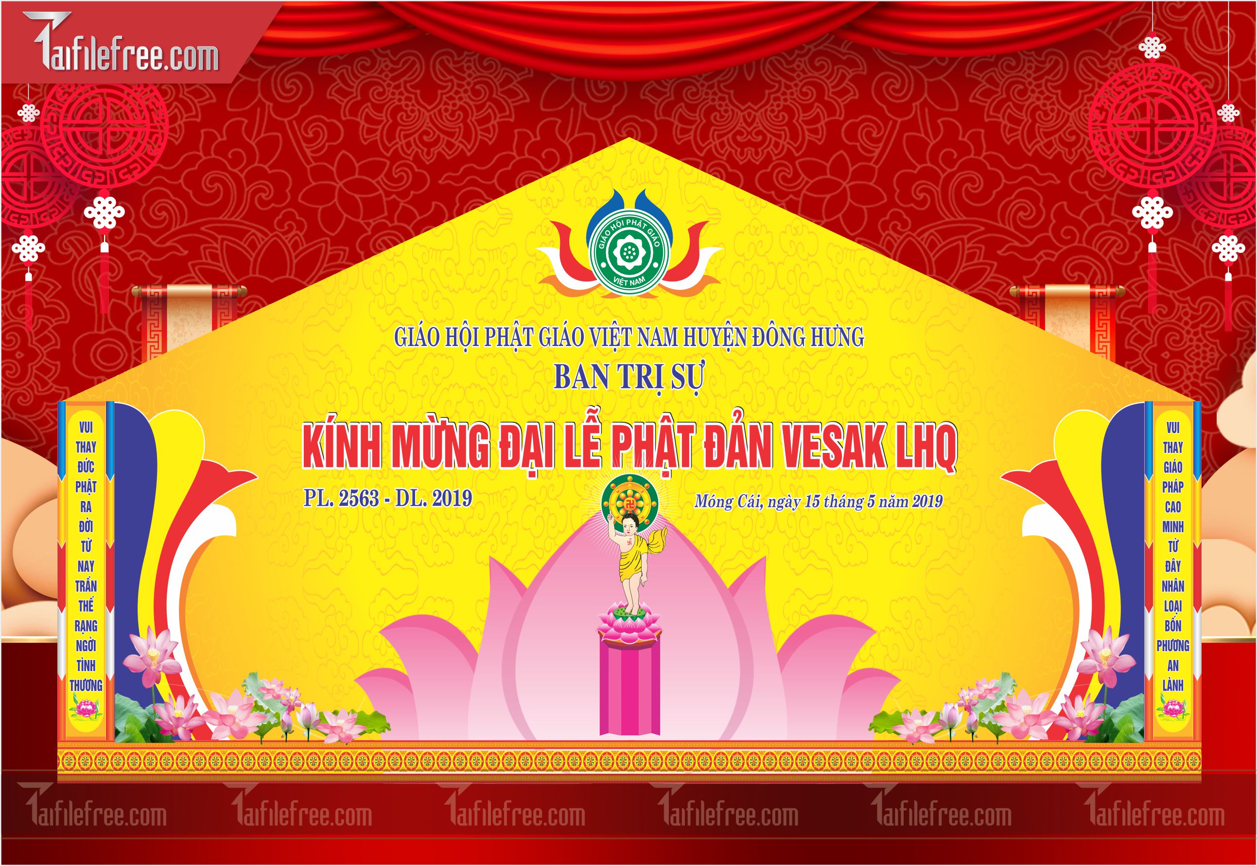 Phông nền sân khấu - Backdrop Trang Trí Mừng Lễ Phật Đản LPD25